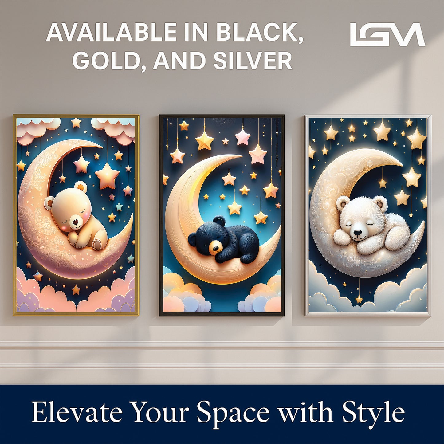 Royal Celebration – 3D-Style Elephant and Friends Wall Art