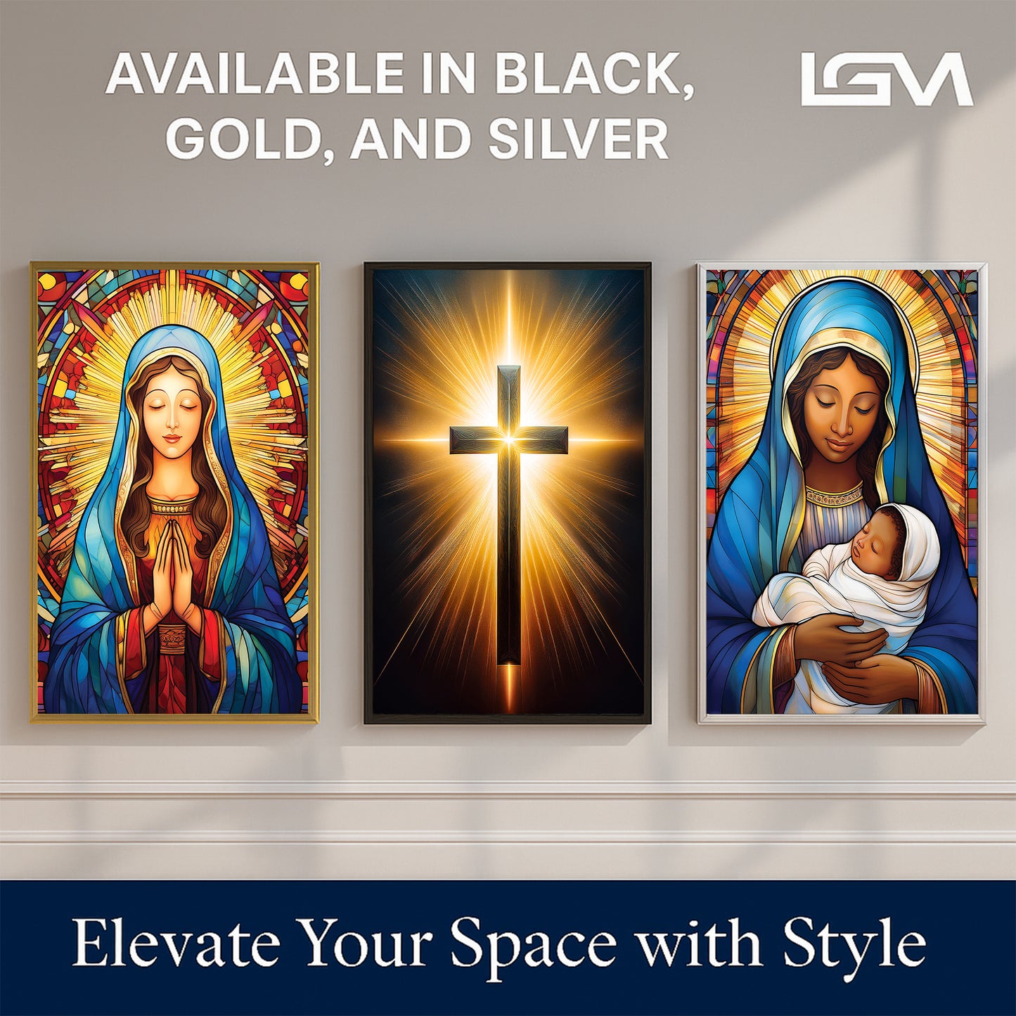 Gentle Mary in Prayer, Stained Glass Wall Art – Holy Virgin Icon