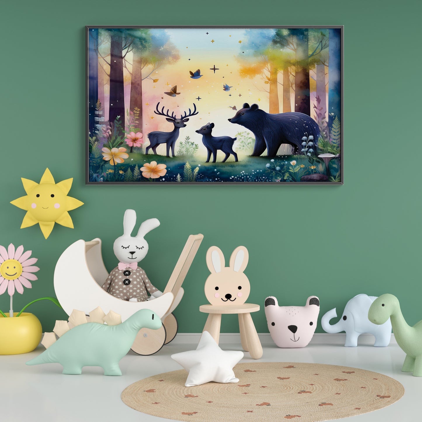 Twilight Forest Guardians β Mystical Animals Nursery Wall Art