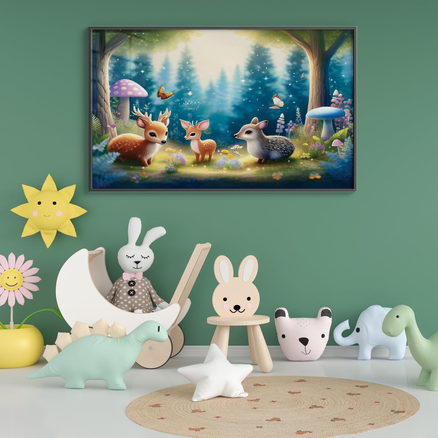 Woodland Babies Gathering – Whimsical Forest Nursery Art