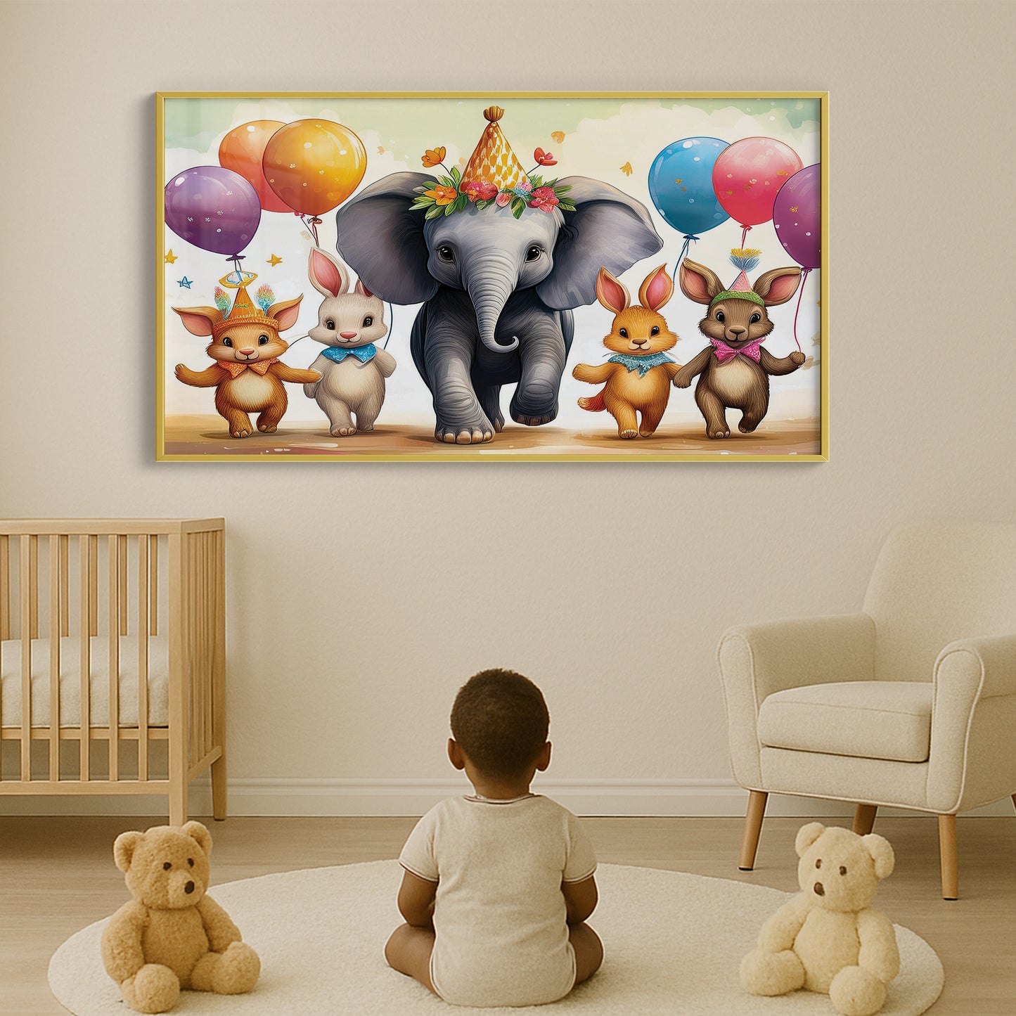 Parade with Elephant & Forest Friends – Celebration Wall Art for Kids