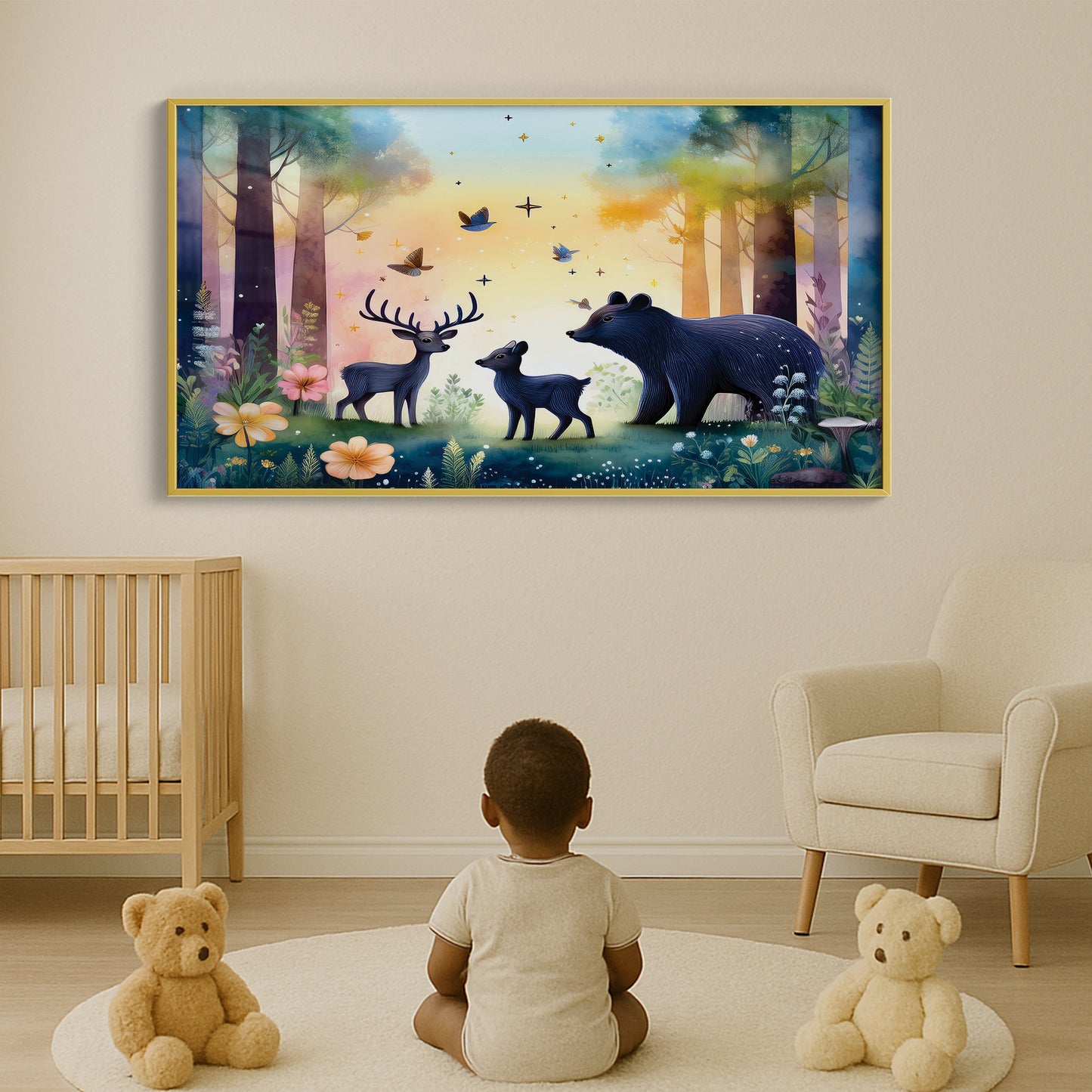 Twilight Forest Guardians β Mystical Animals Nursery Wall Art