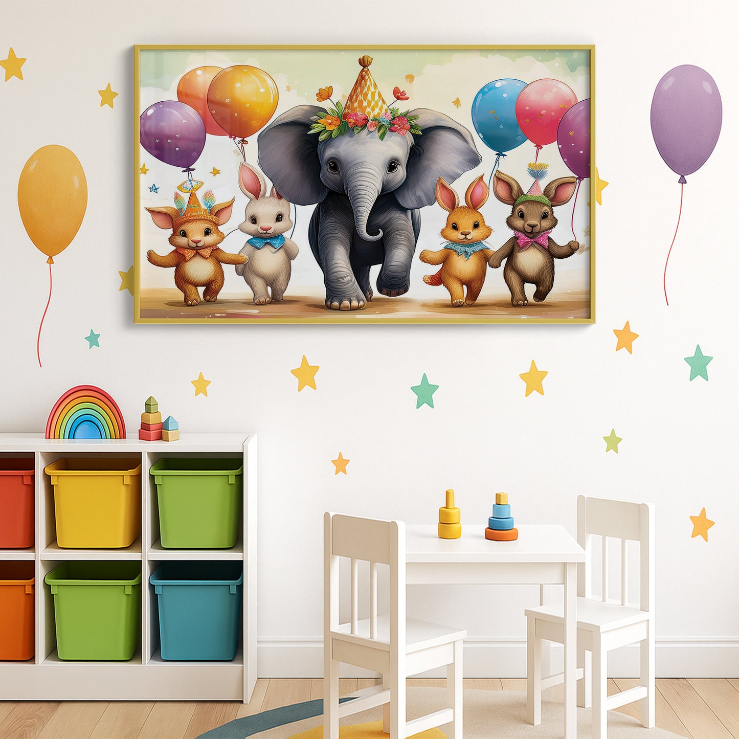 Parade with Elephant & Forest Friends – Celebration Wall Art for Kids