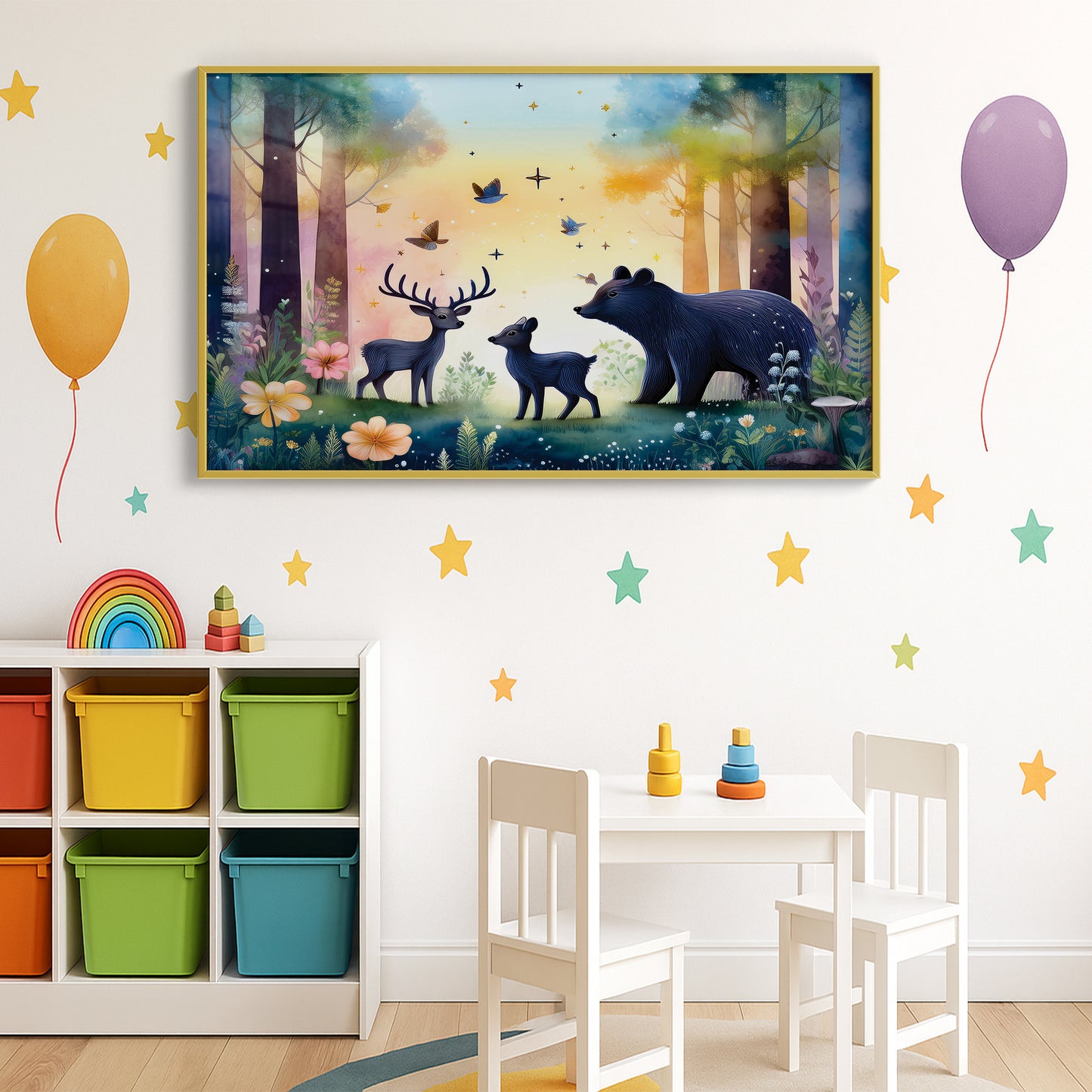 Twilight Forest Guardians β Mystical Animals Nursery Wall Art
