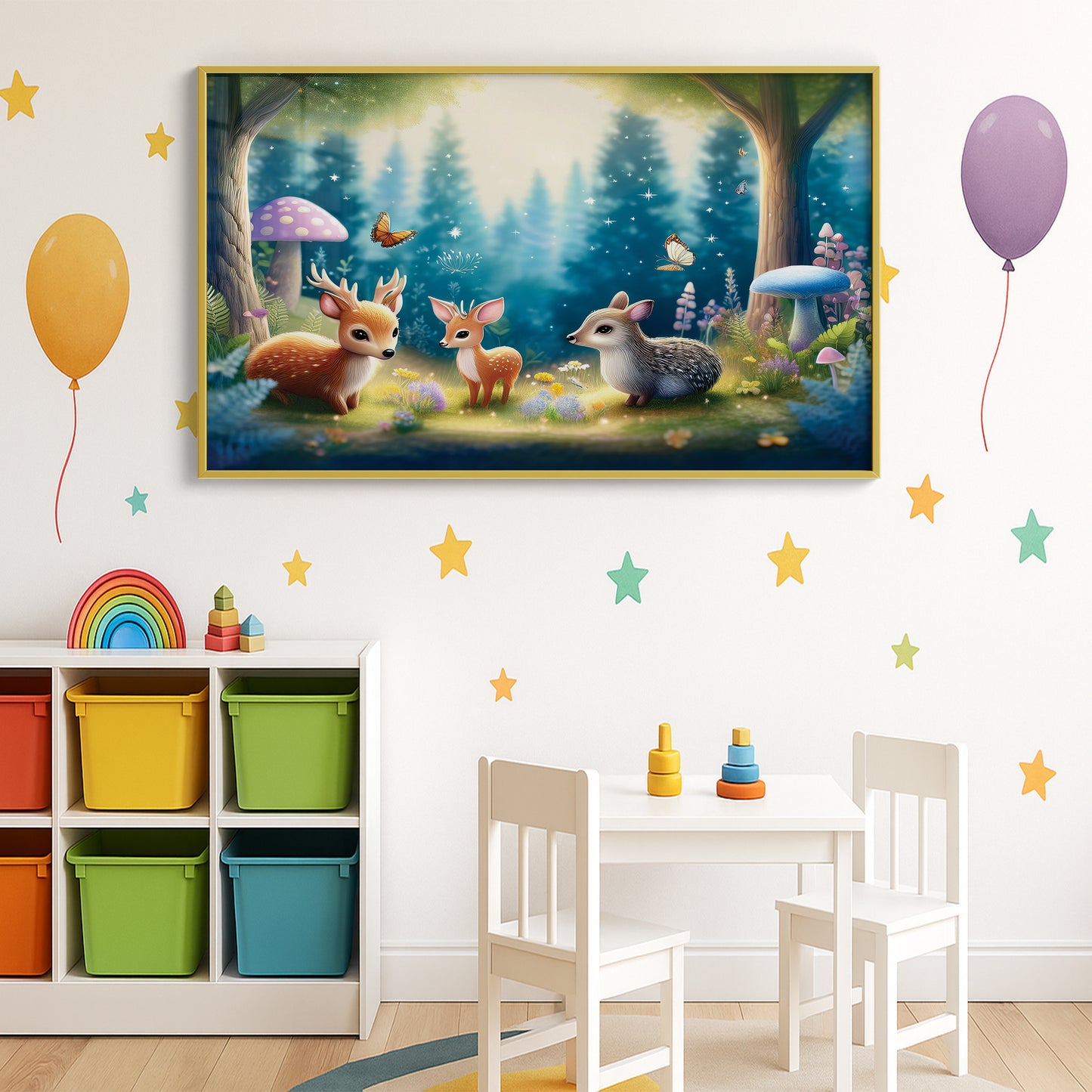 Woodland Babies Gathering – Whimsical Forest Nursery Art