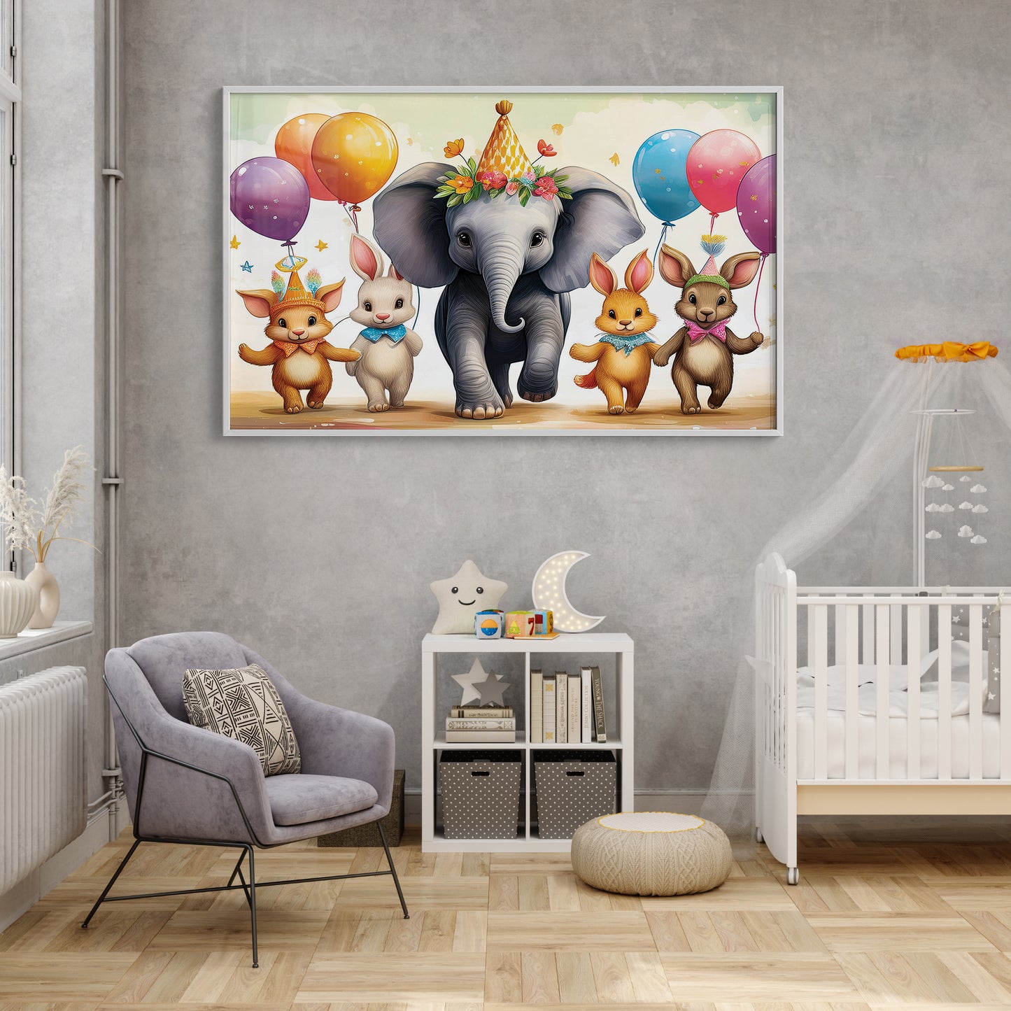 Parade with Elephant & Forest Friends – Celebration Wall Art for Kids