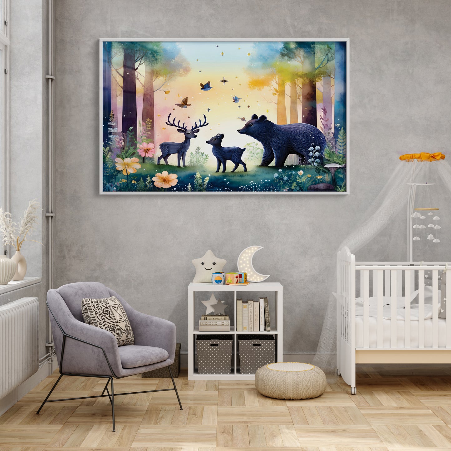 Twilight Forest Guardians β Mystical Animals Nursery Wall Art