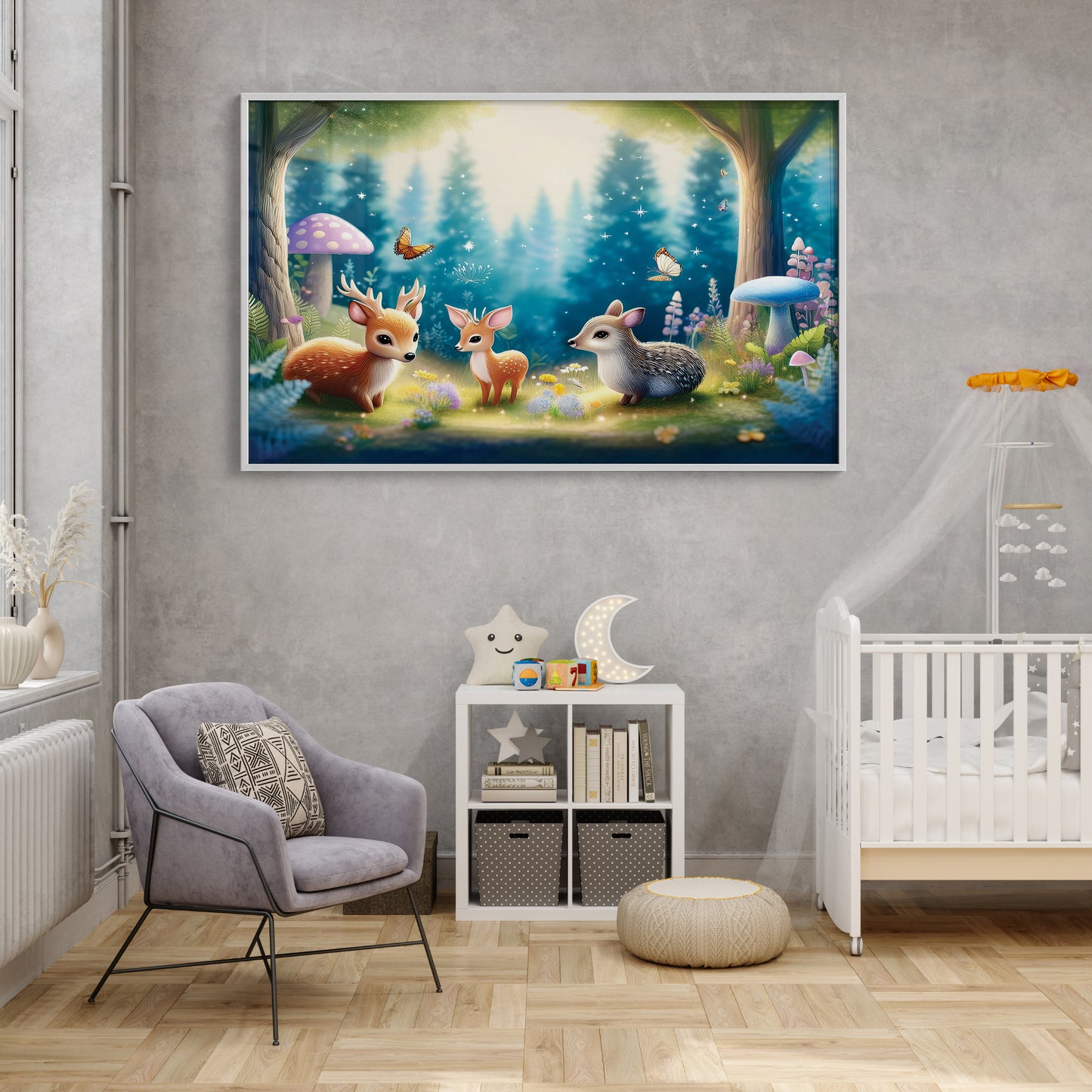 Woodland Babies Gathering – Whimsical Forest Nursery Art