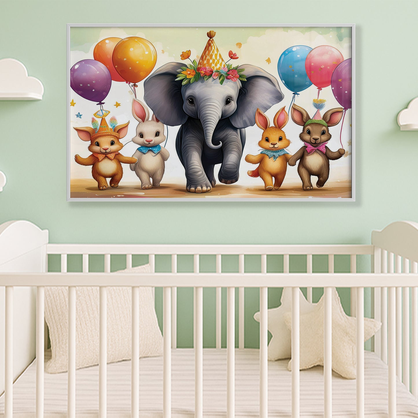 Parade with Elephant & Forest Friends – Celebration Wall Art for Kids