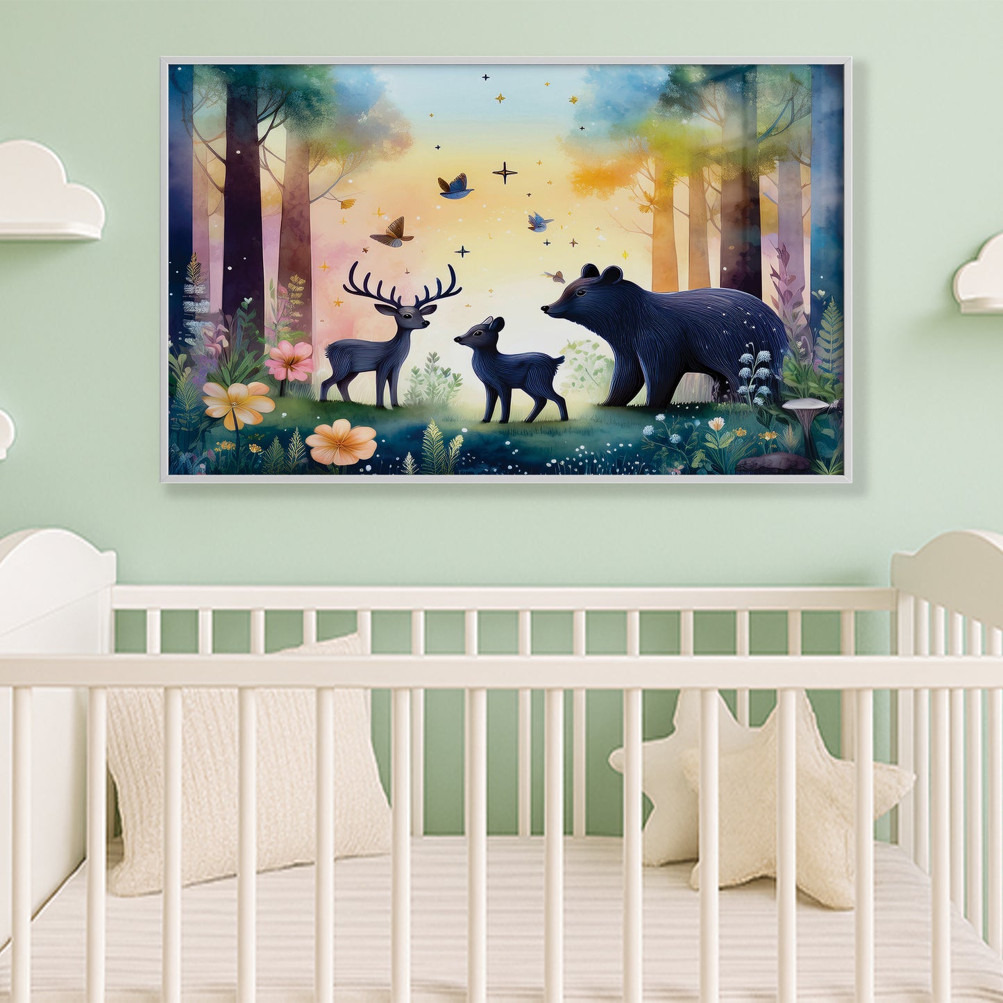Twilight Forest Guardians β Mystical Animals Nursery Wall Art