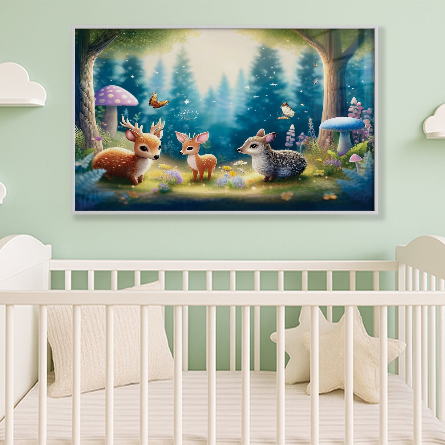 Woodland Babies Gathering – Whimsical Forest Nursery Art