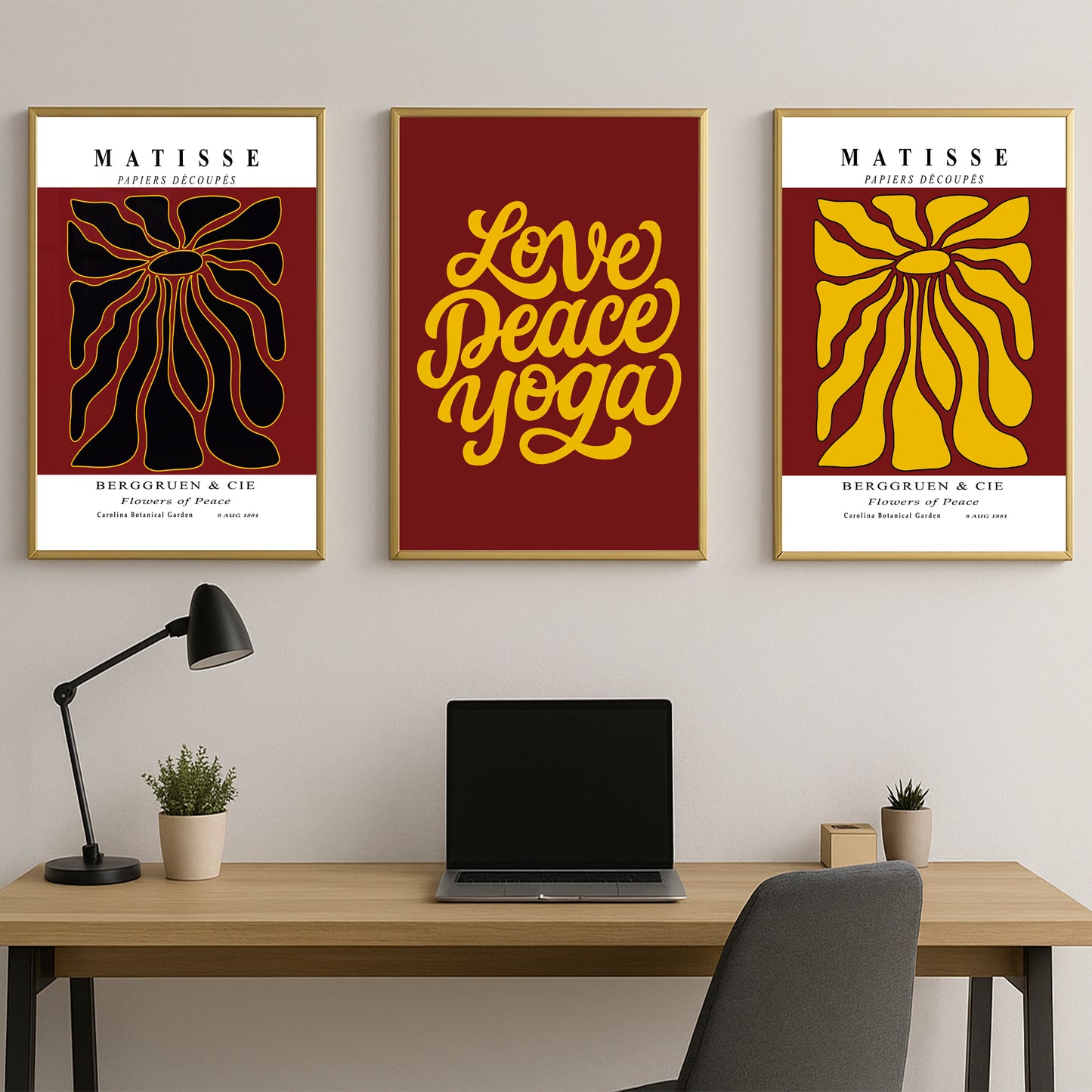 Love Peace Yoga - Luxury Framed Wall Art (Multiple Colors)