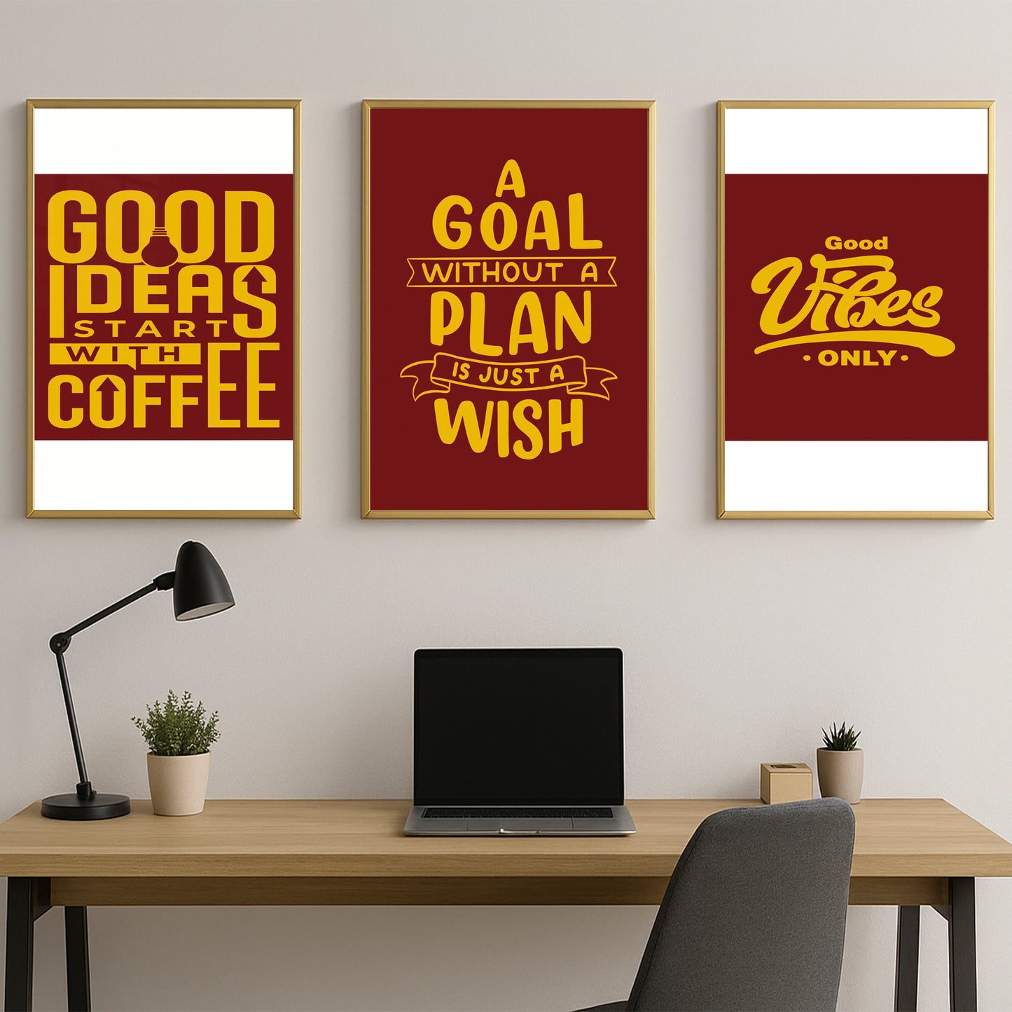 Good Ideas Start with Coffee - Luxury Glass Framed Wall Art (Multiple Colors)