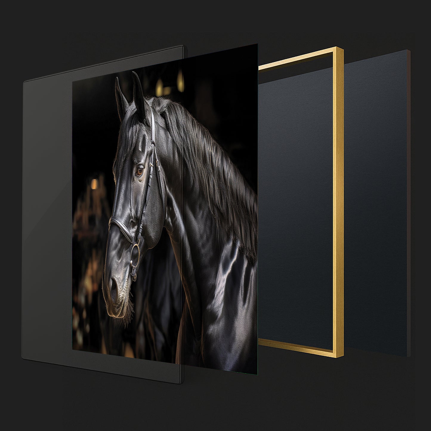 Noble Gaze – Black Percheron in Warm Light