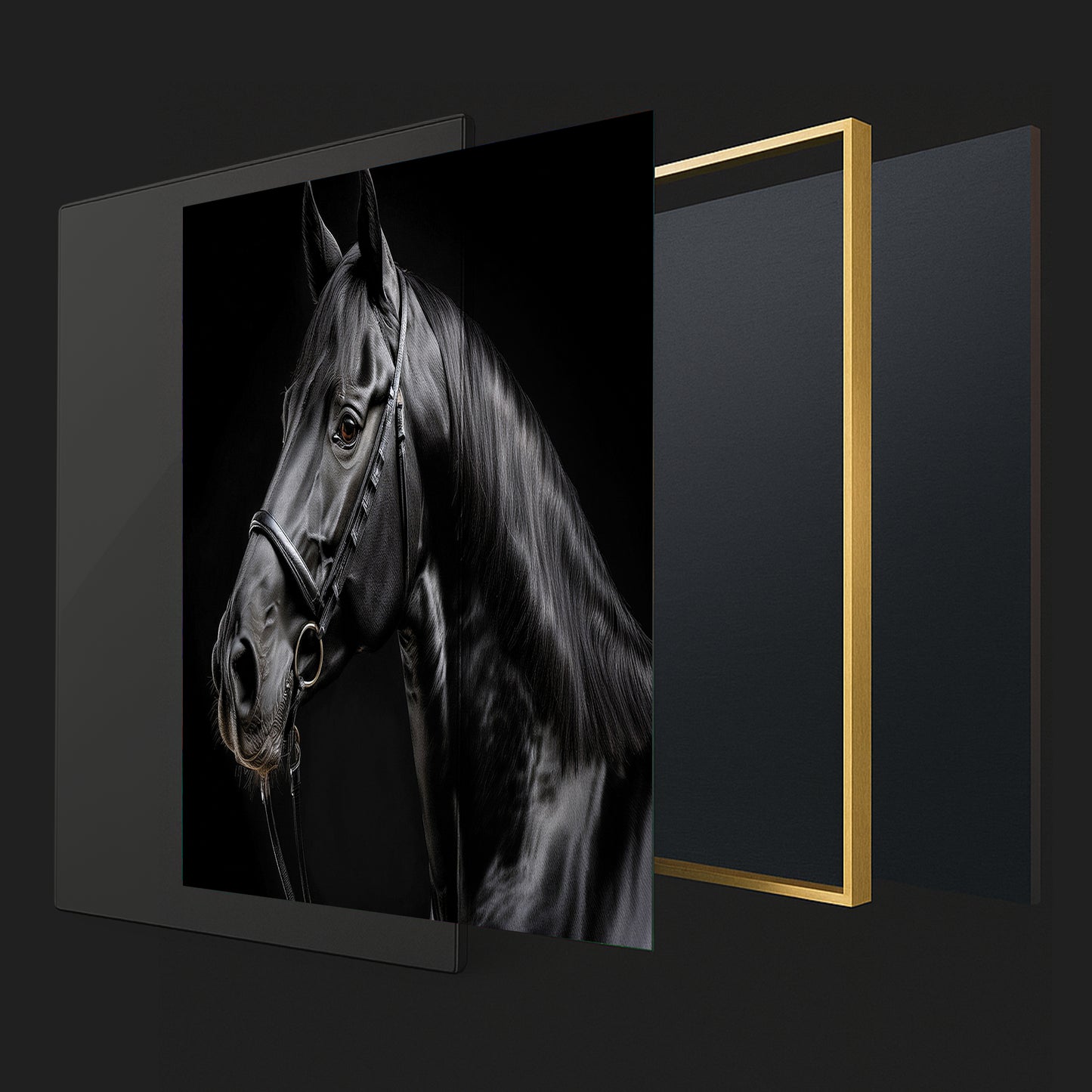 Midnight Elegance β Close-Up of Black Percheron Horse