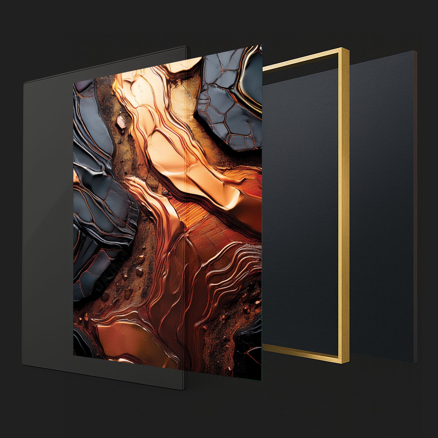 Molten Copper & Black Abstract – Luxury Modern Wall Art