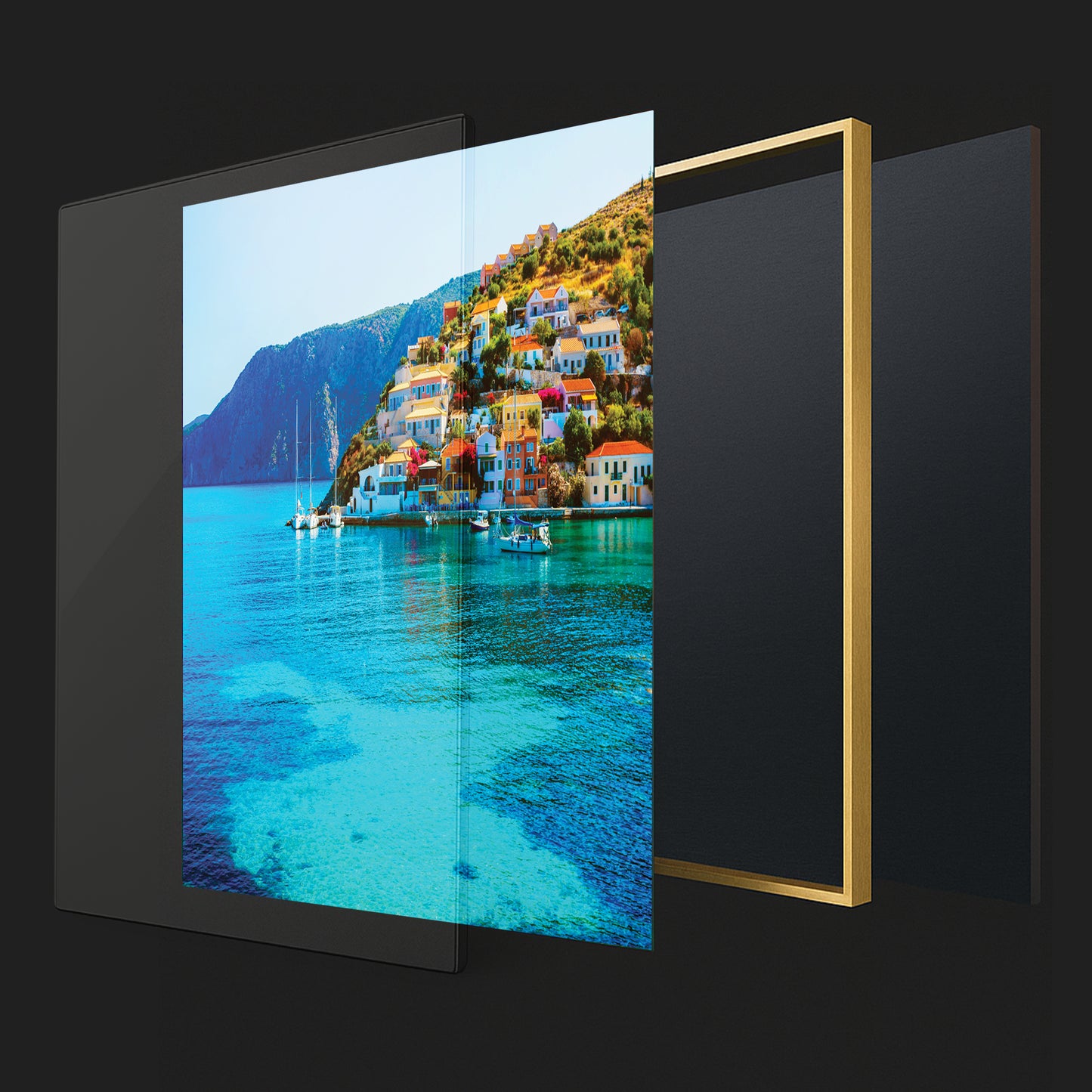 Assos Village Coastal View – Kefalonia Greece Wall Art, Seaside Homes and Turquoise Waters