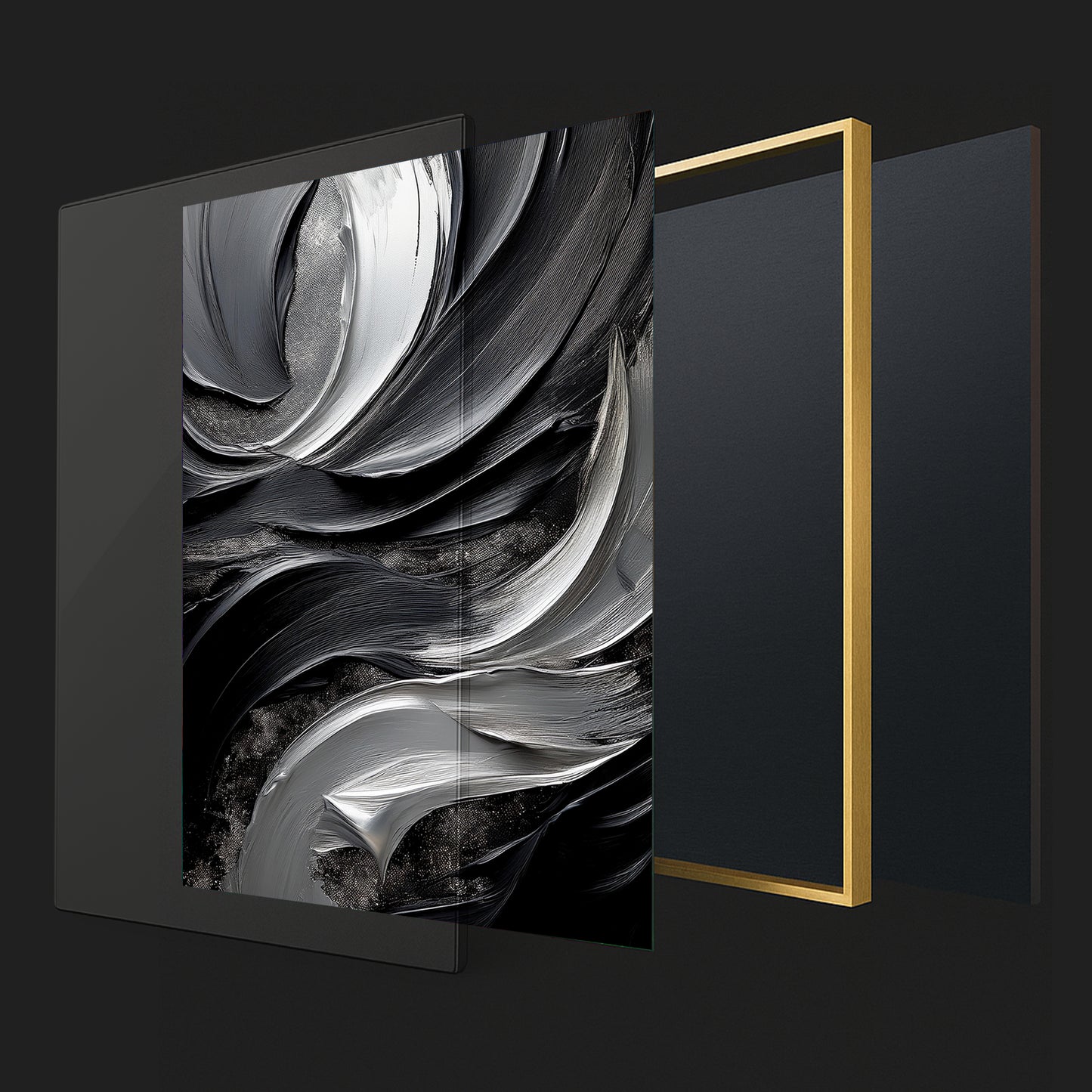 Black & Silver Abstract Wall Art – Modern Luxury Décor