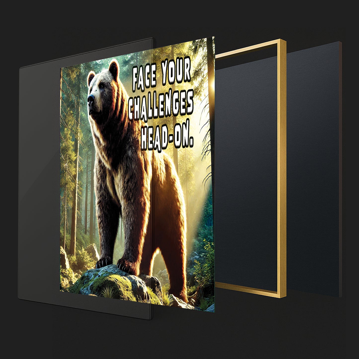 The Fearless Bear – Face Your Challenges Motivational Wall Art