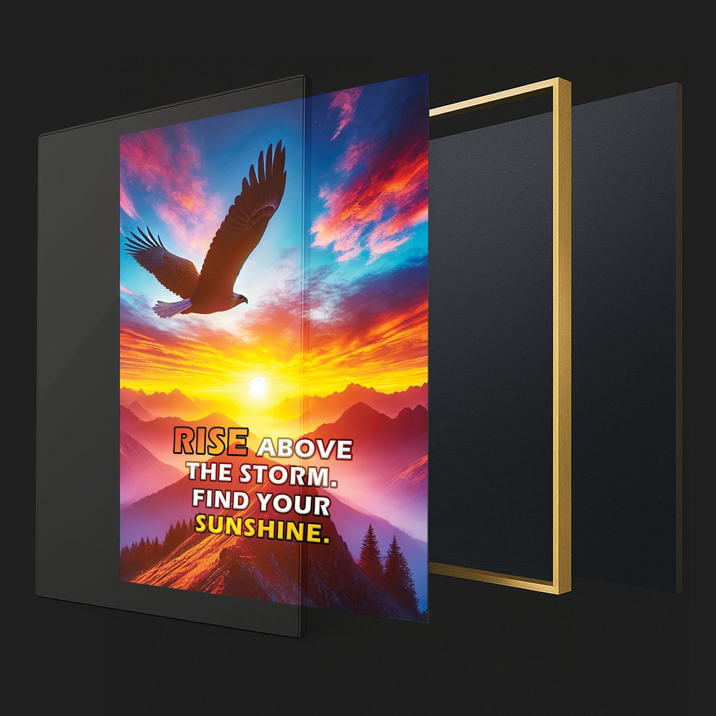 Rise Above the Storm โ Eagle Sunset Motivational Wall Art