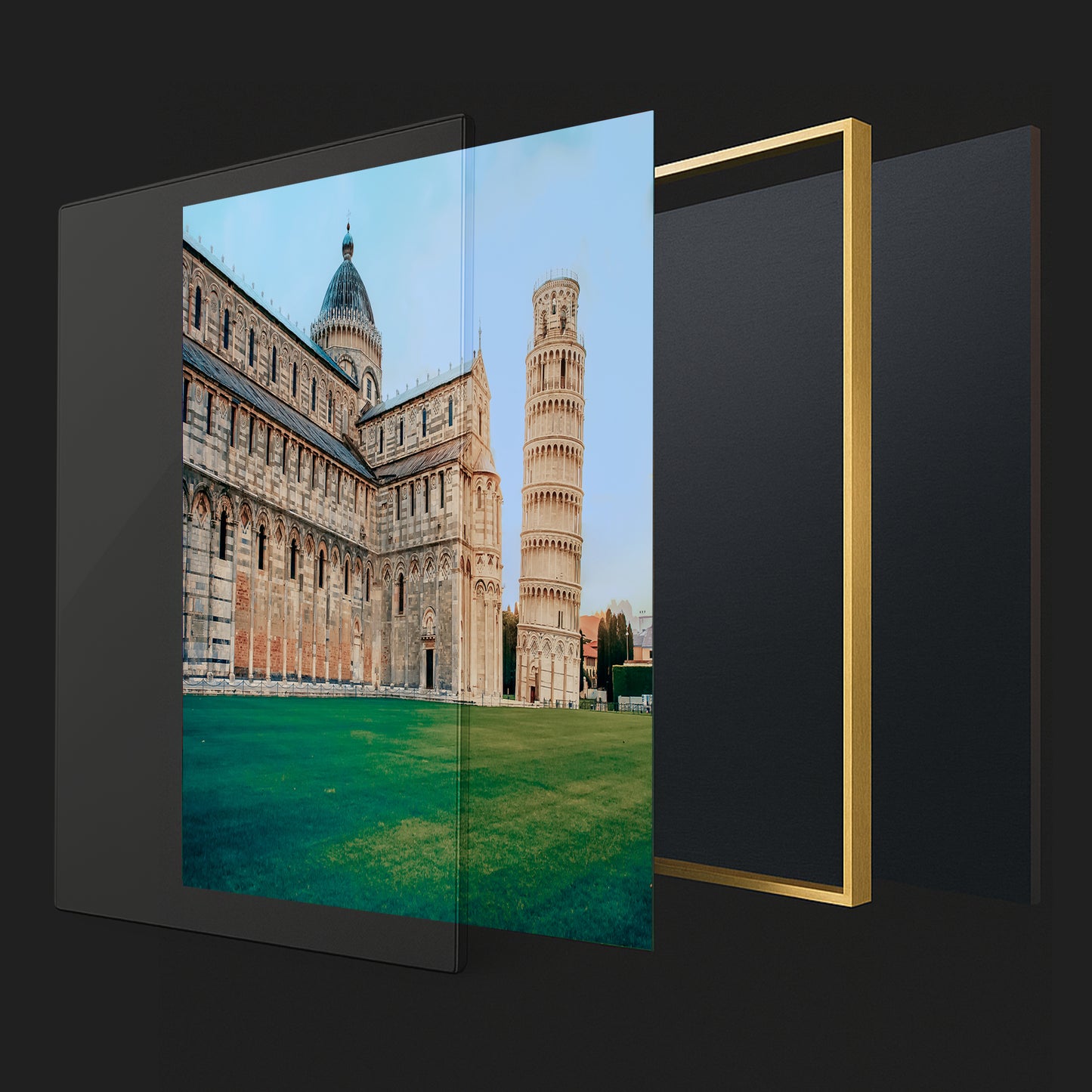 Leaning Tower of Pisa at Sunset – Iconic Italian Landmark | High-Gloss Glass Print
