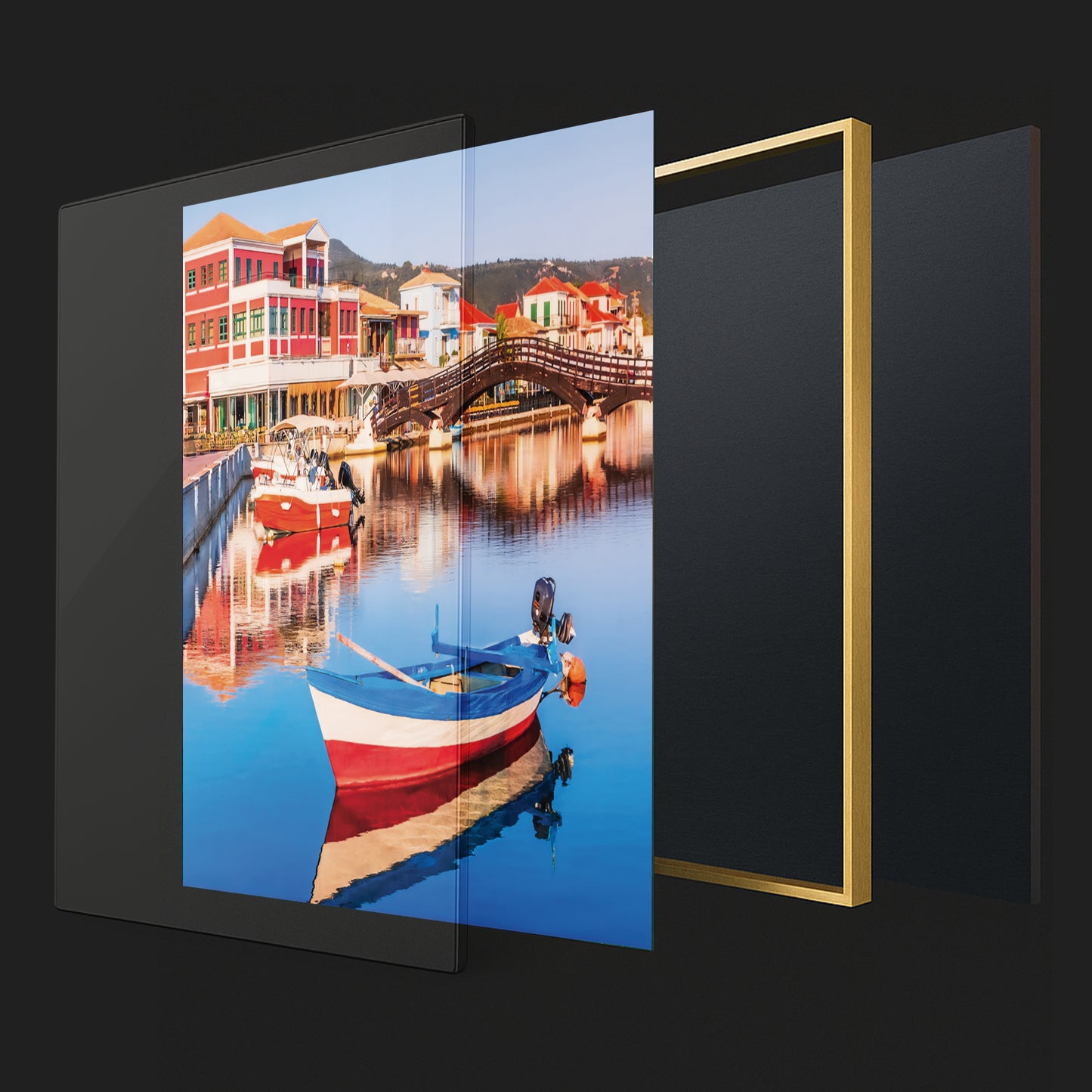 Lefkada Harbor β Greek Fishing Village Wall Art, Colorful Waterfront Scene