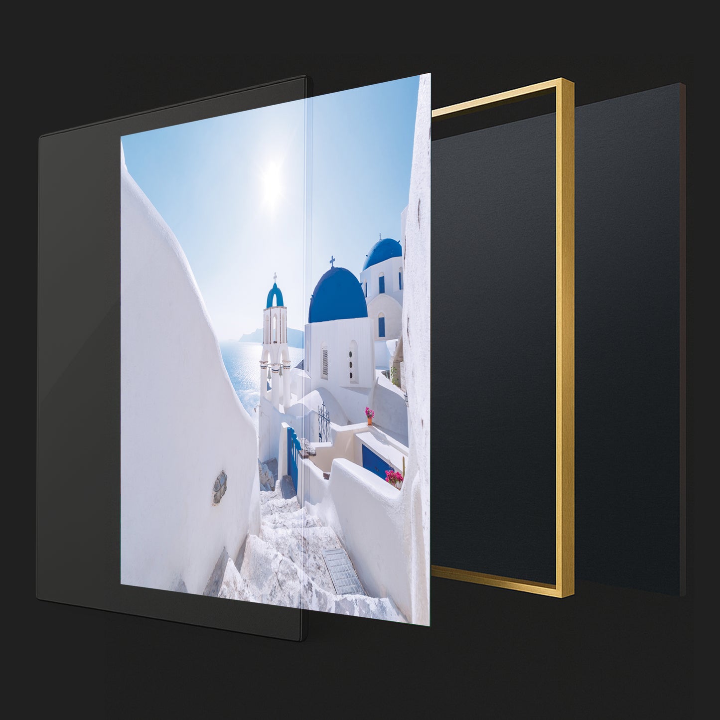 Oia Vista β Santorini Bell Tower Wall Art, Iconic Greek Architecture at Sunrise