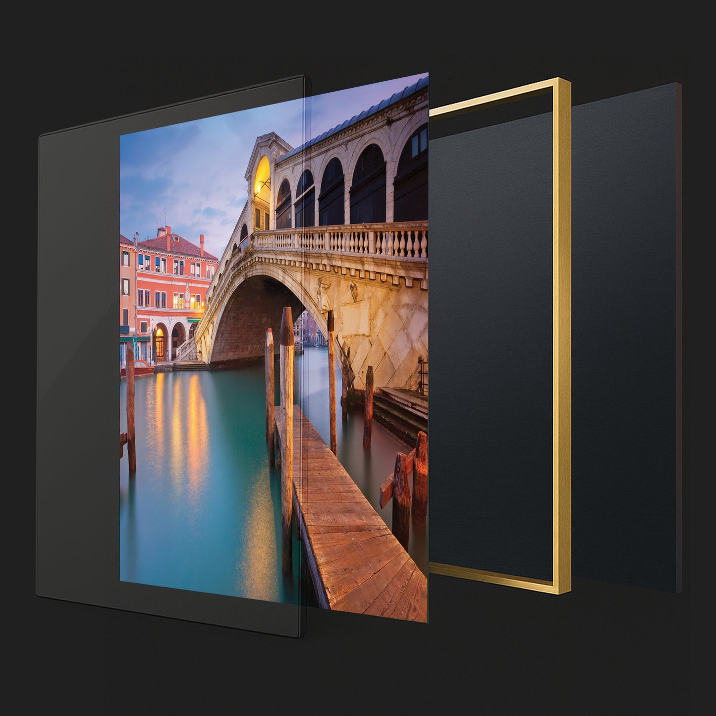 Rialto Bridge by Night β Venetian Reflections Wall Art, Italy Fine Art Photography