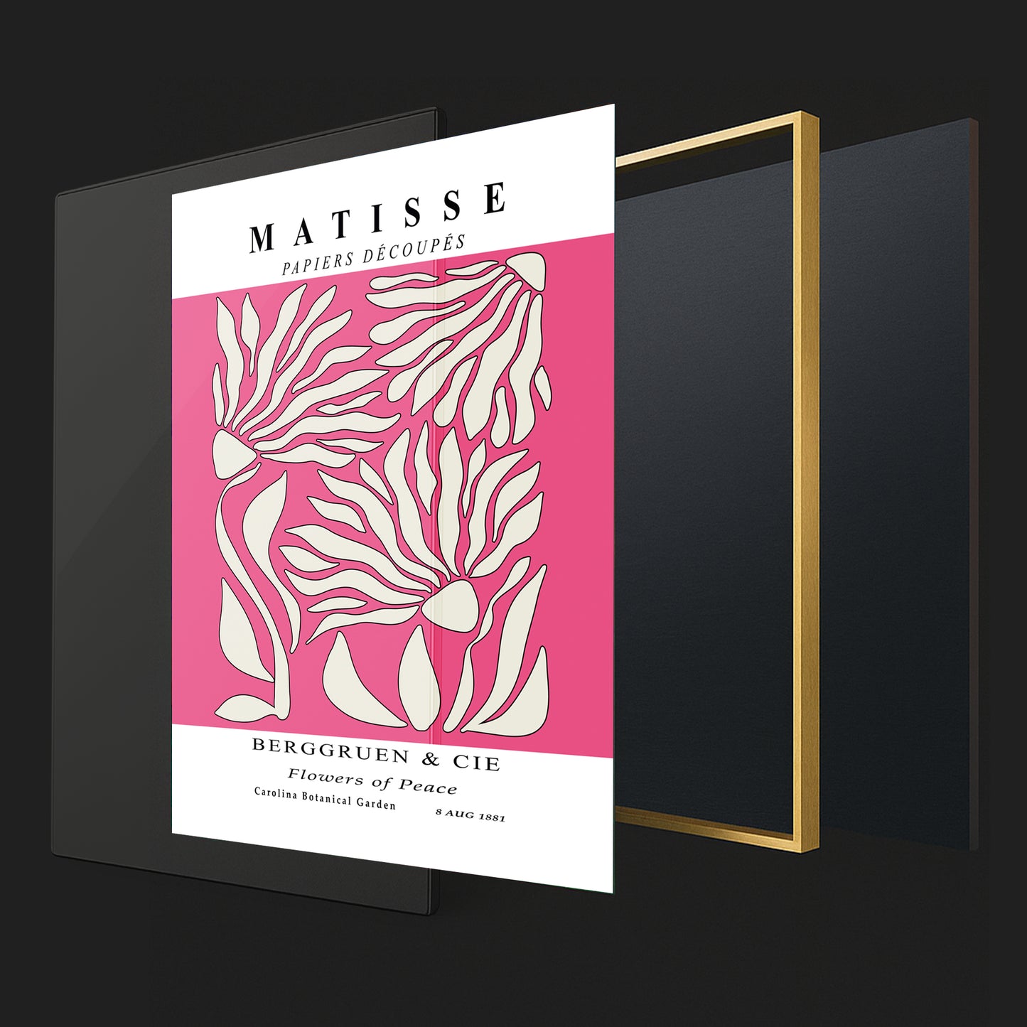 Flowers of Peace - Modern Matisse Inspired – Luxury Glass Framed Wall Art (Multiple Colors)