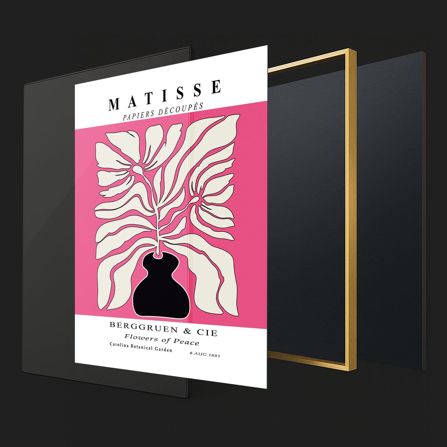 Botanic Serenity- Modern Matisse Inspired Geometric Wall Art – Luxury Framed Glass Wall Decoration (Multiple Colors)