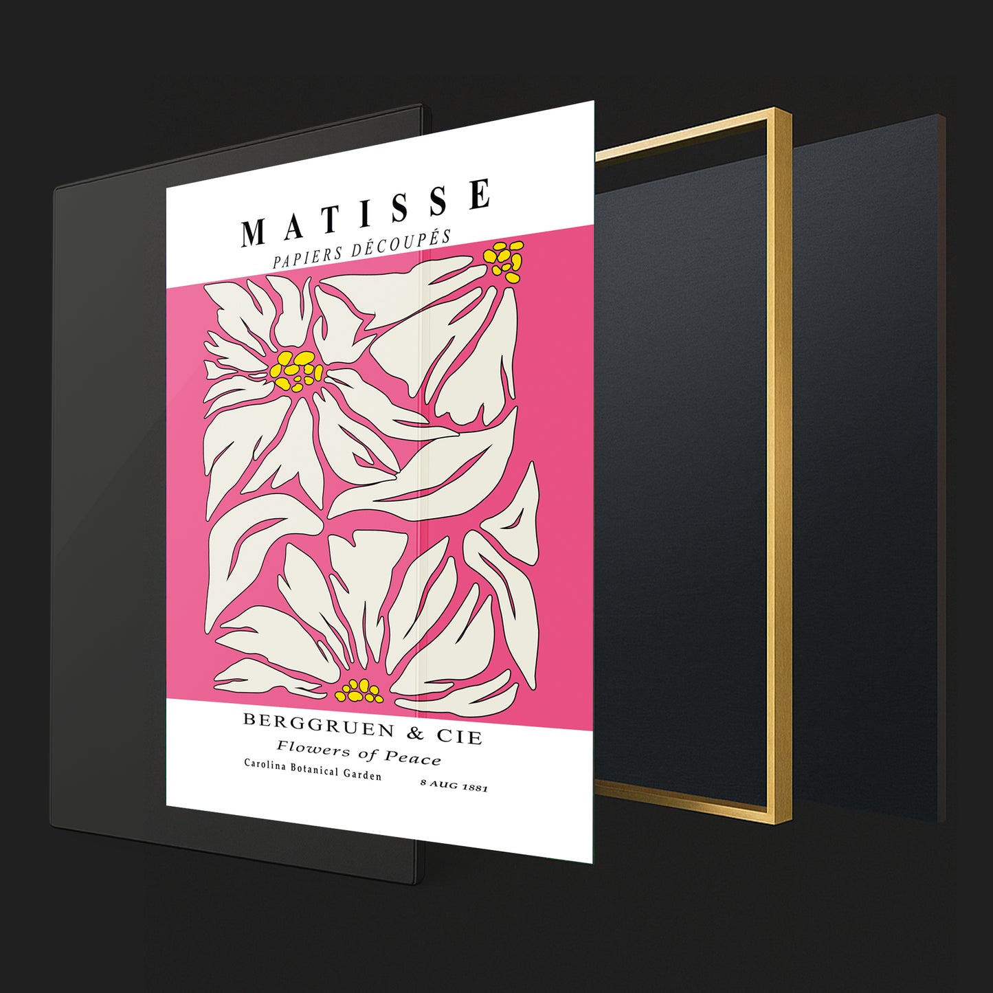 Golden Bloom- Modern Matisse Inspired Geometric Wall Art β Luxury Framed Glass Wall Decoration (Multiple Colors)