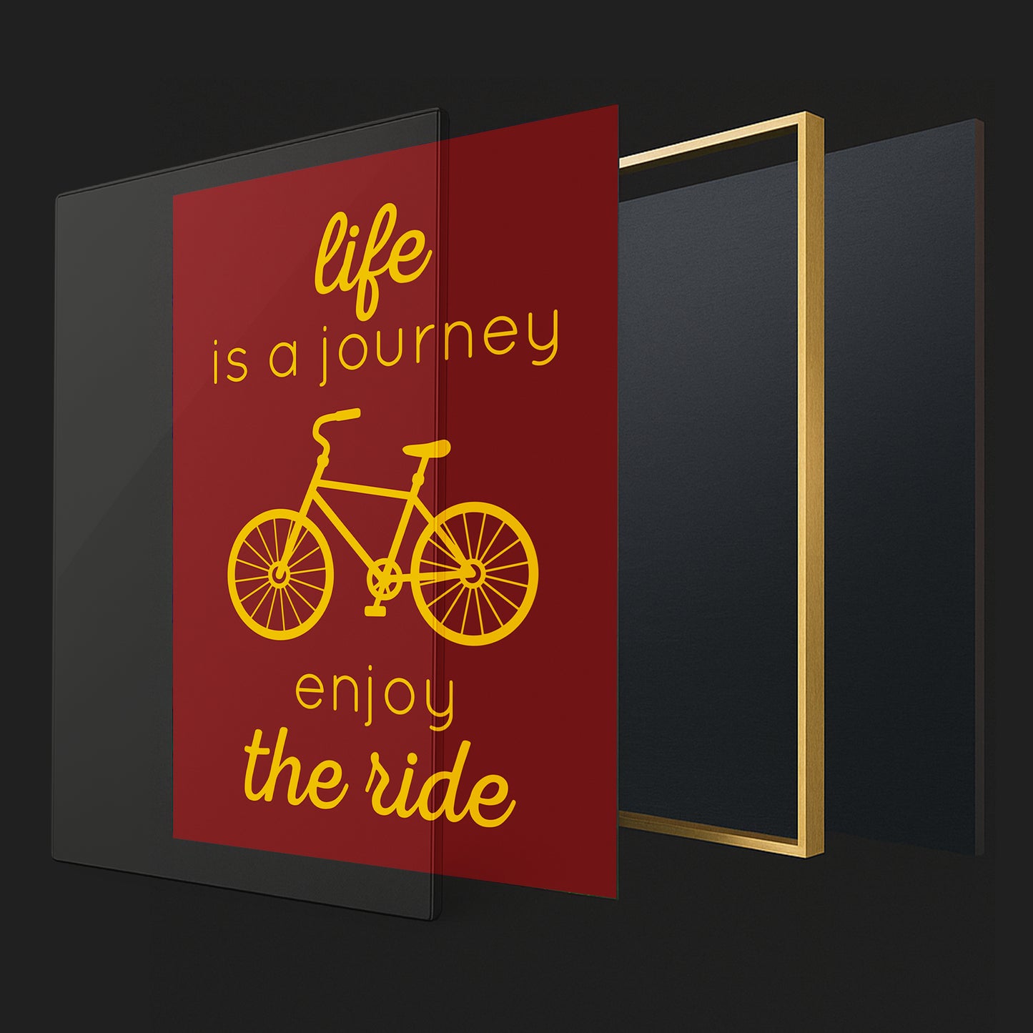 Life is a Journey, Enjoy the Ride - Luxury Glass Framed Wall Art (Multiple Colors)