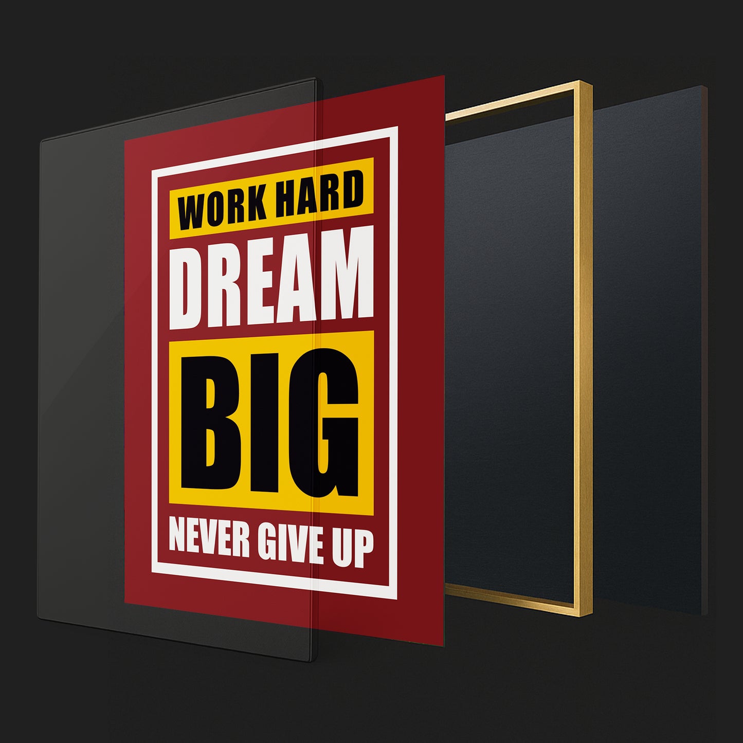 Fuel Your Hustle β Work Hard. Dream Big. Never Give Up - Luxury Framed Wall Art