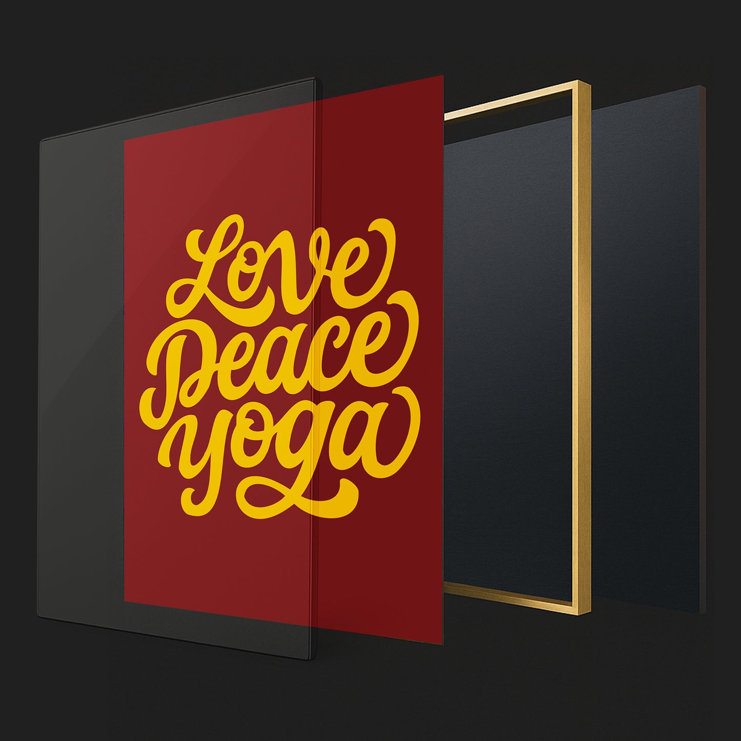 Love Peace Yoga - Luxury Framed Wall Art (Multiple Colors)