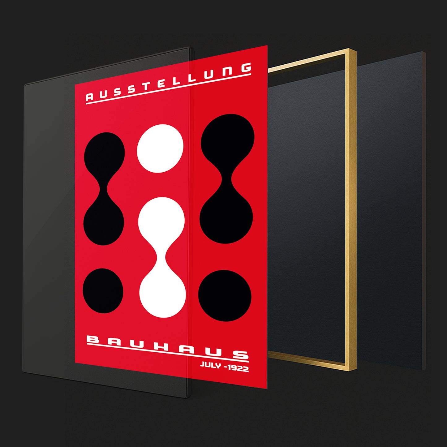 Form & Rhythm - Bauhaus Exhibition 1922 | Luxury Framed Glass Wall Art (Multiple Colors)