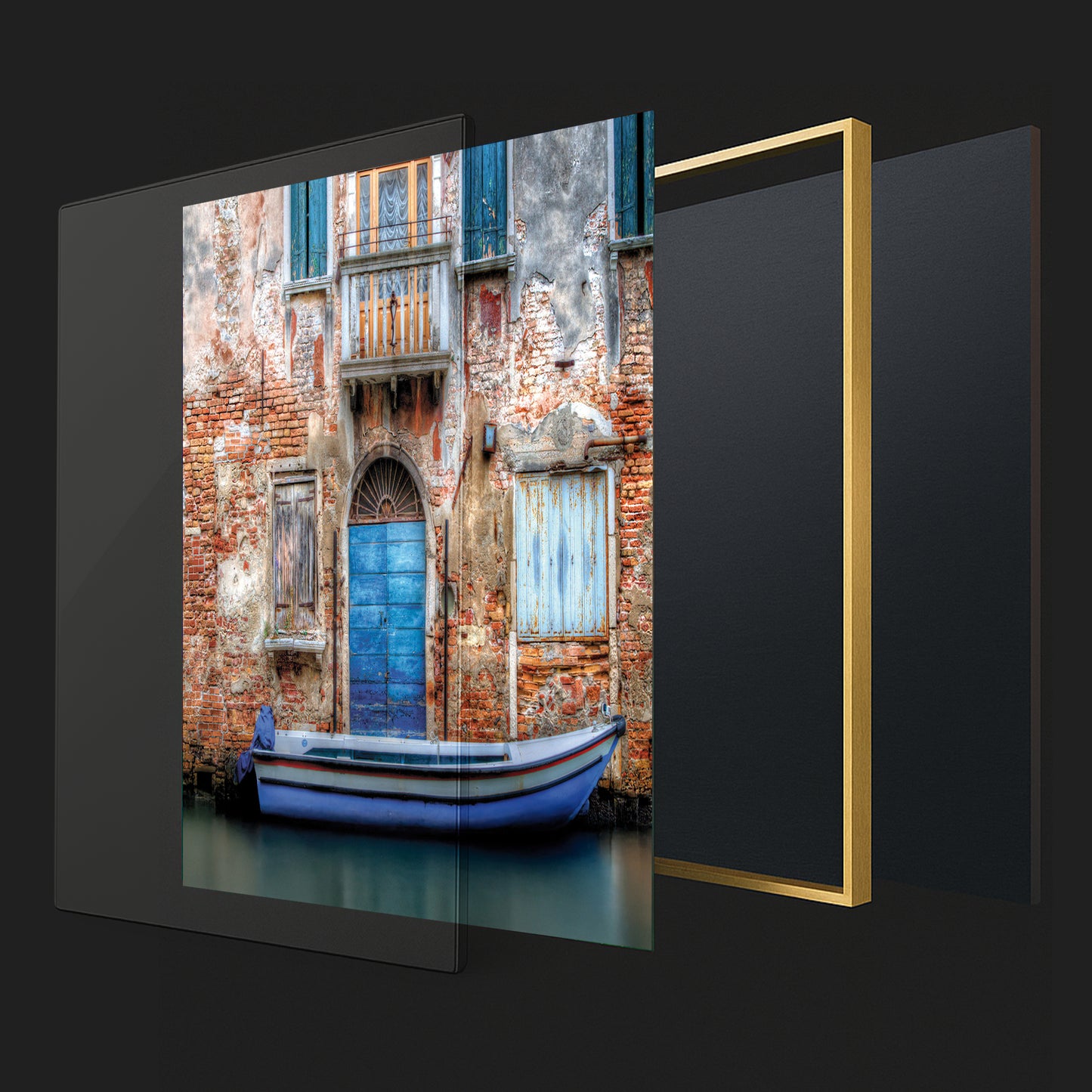 Venetian Blue Door and Weathered Wall Art β Rustic Italy Series