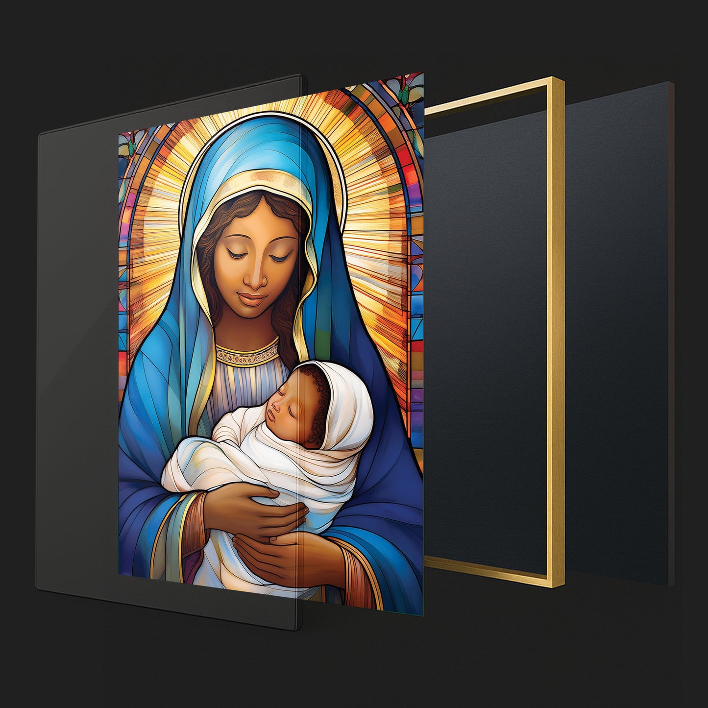 Virgin Mary and Child- Stained Glass Wall Art