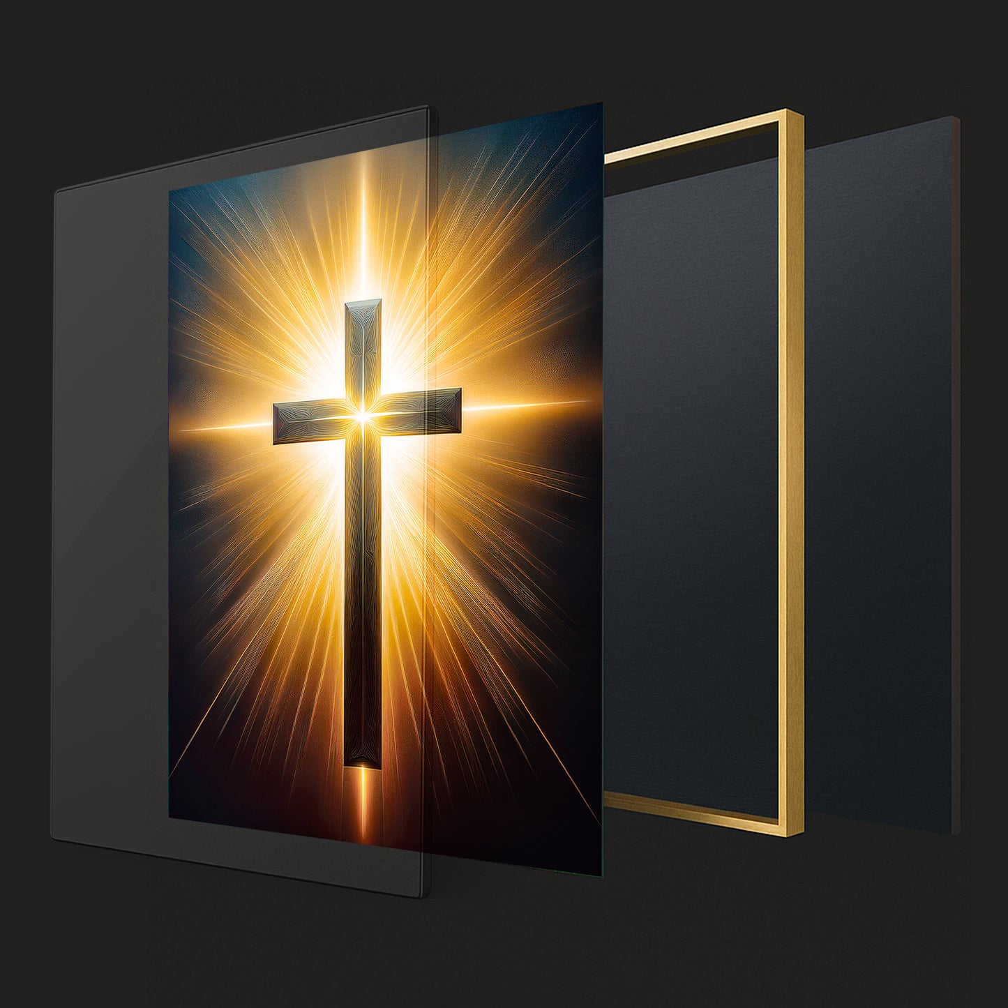 Radiant Cross Wall Art – Golden Light Christian Décor