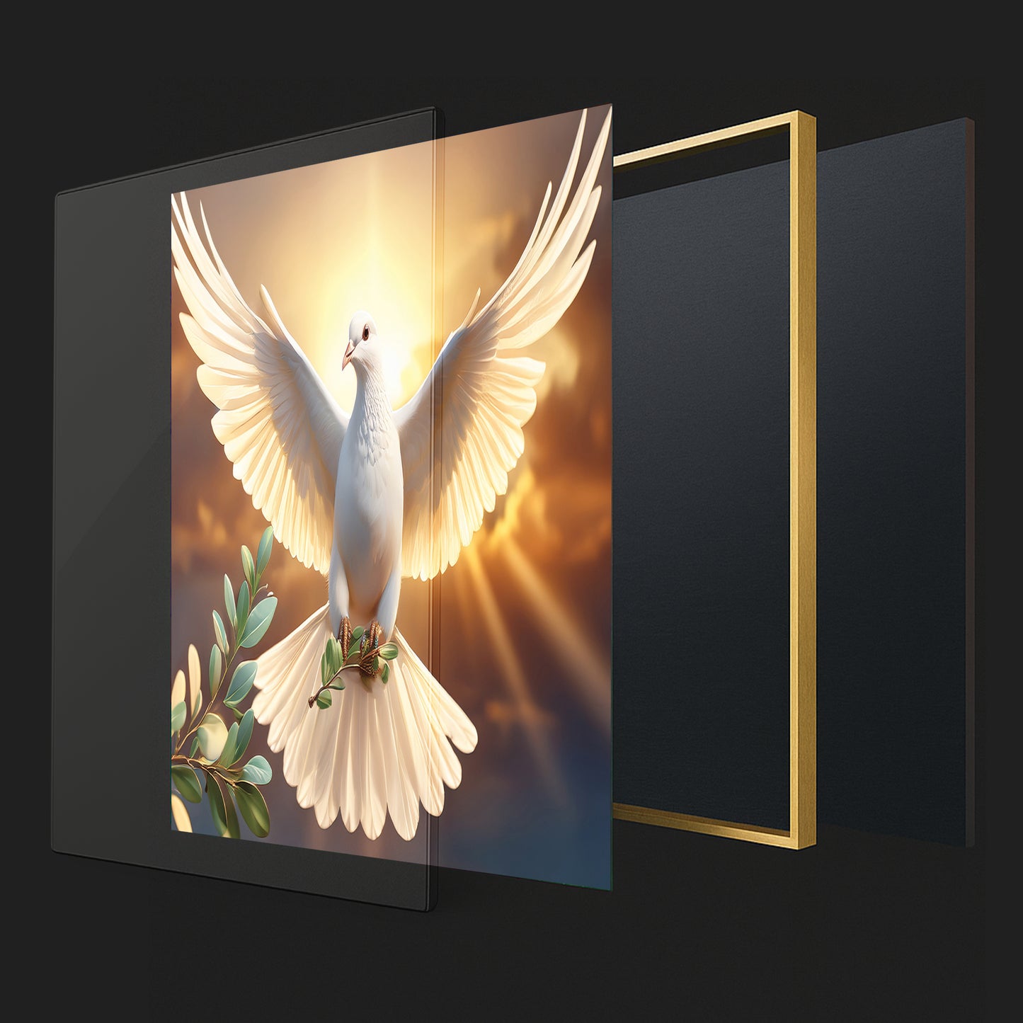 White Dove with Olive Branch – Symbol of Peace & Hope Wall Art
