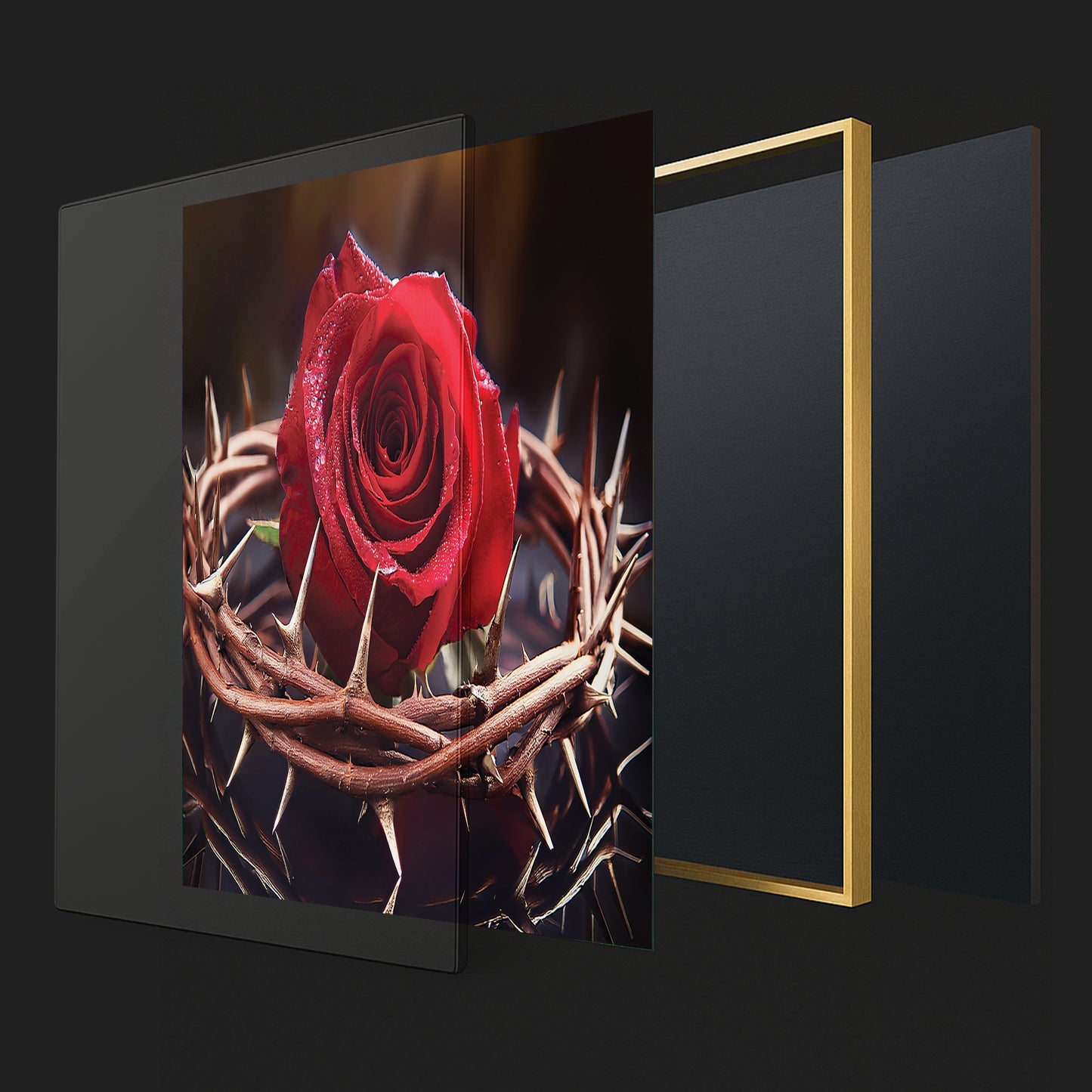 Rose with Crown of Thorns Wall Art – Christian Symbolism Décor