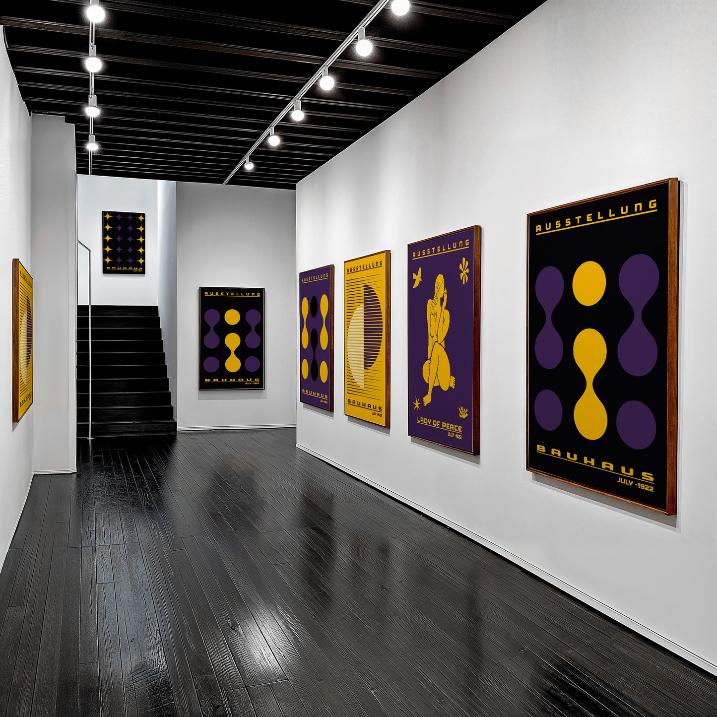 Modern Rhythm – Bauhaus Exhibition 1922 | Luxury Framed Glass Art (Multiple Colors)