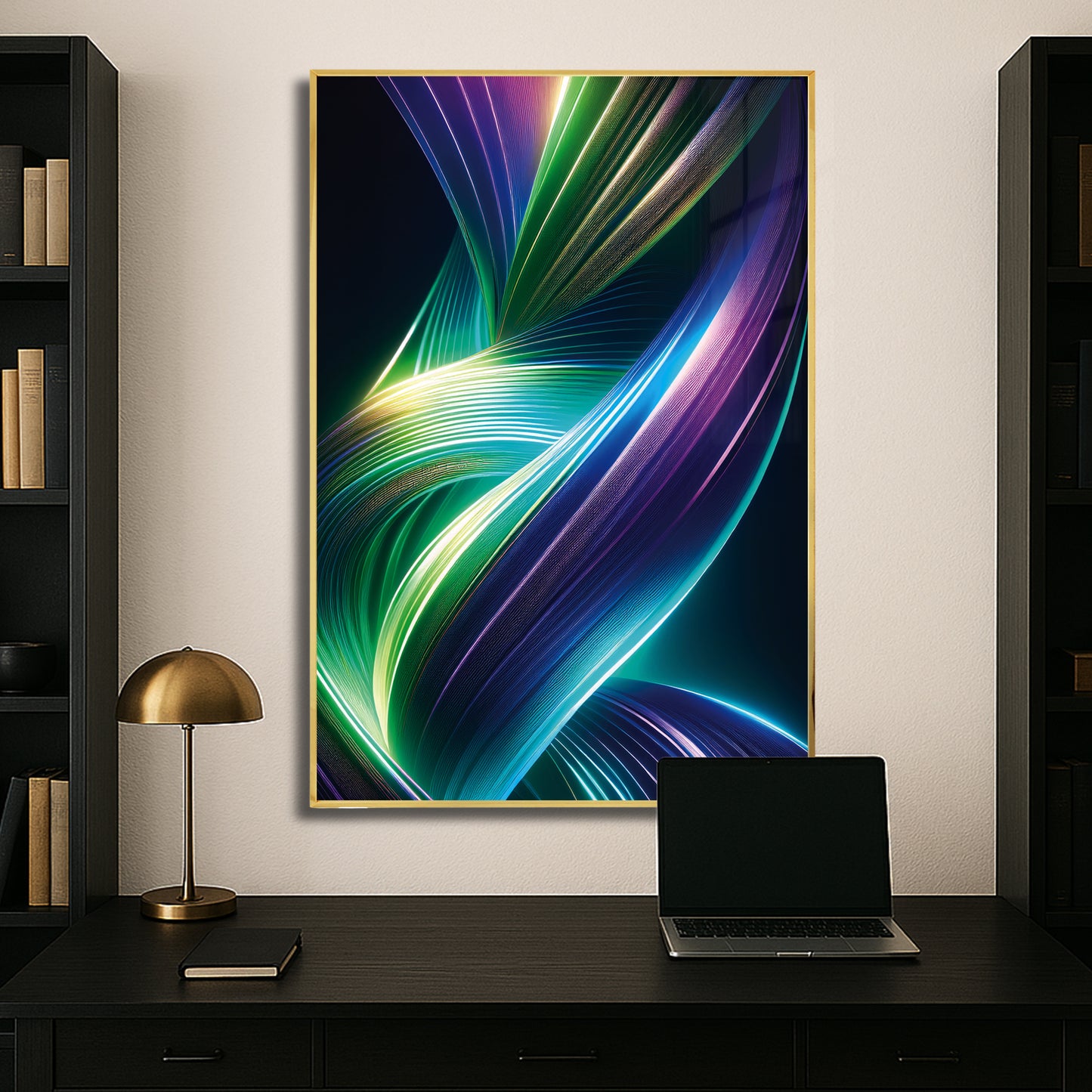 Radiant Ribbon Light Abstract Wall Art – Futuristic Modern Décor
