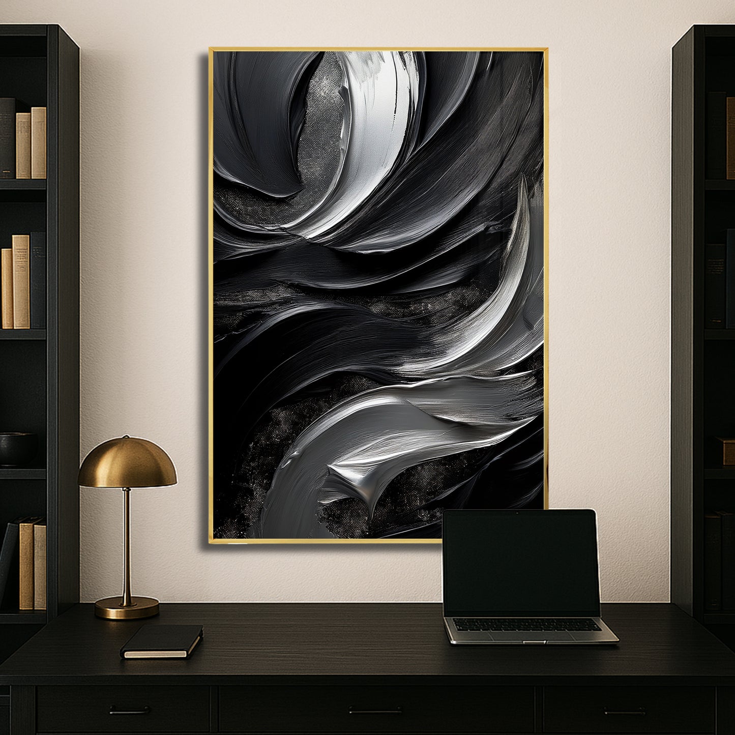 Black & Silver Abstract Wall Art – Modern Luxury Décor