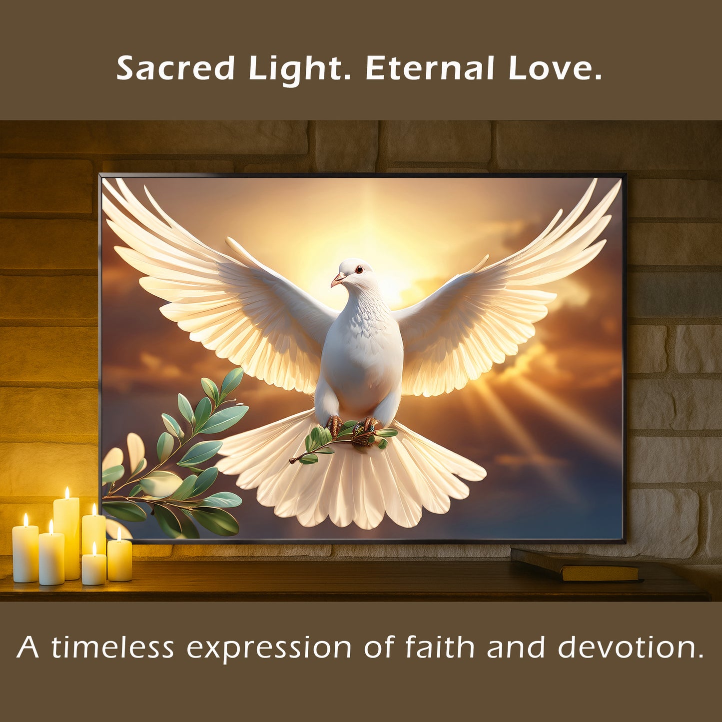 White Dove with Olive Branch – Symbol of Peace & Hope Wall Art