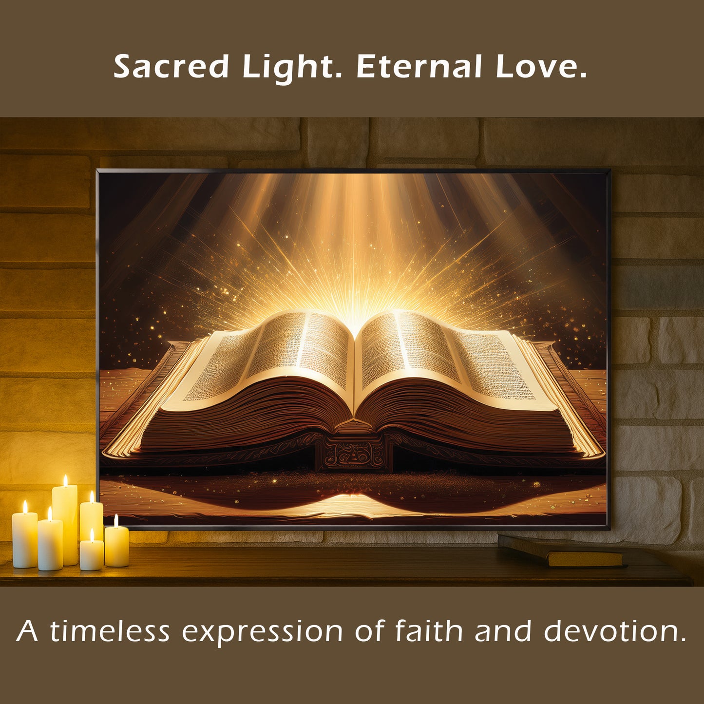Holy Bible Illuminated Wall Art – Radiant Spiritual Décor