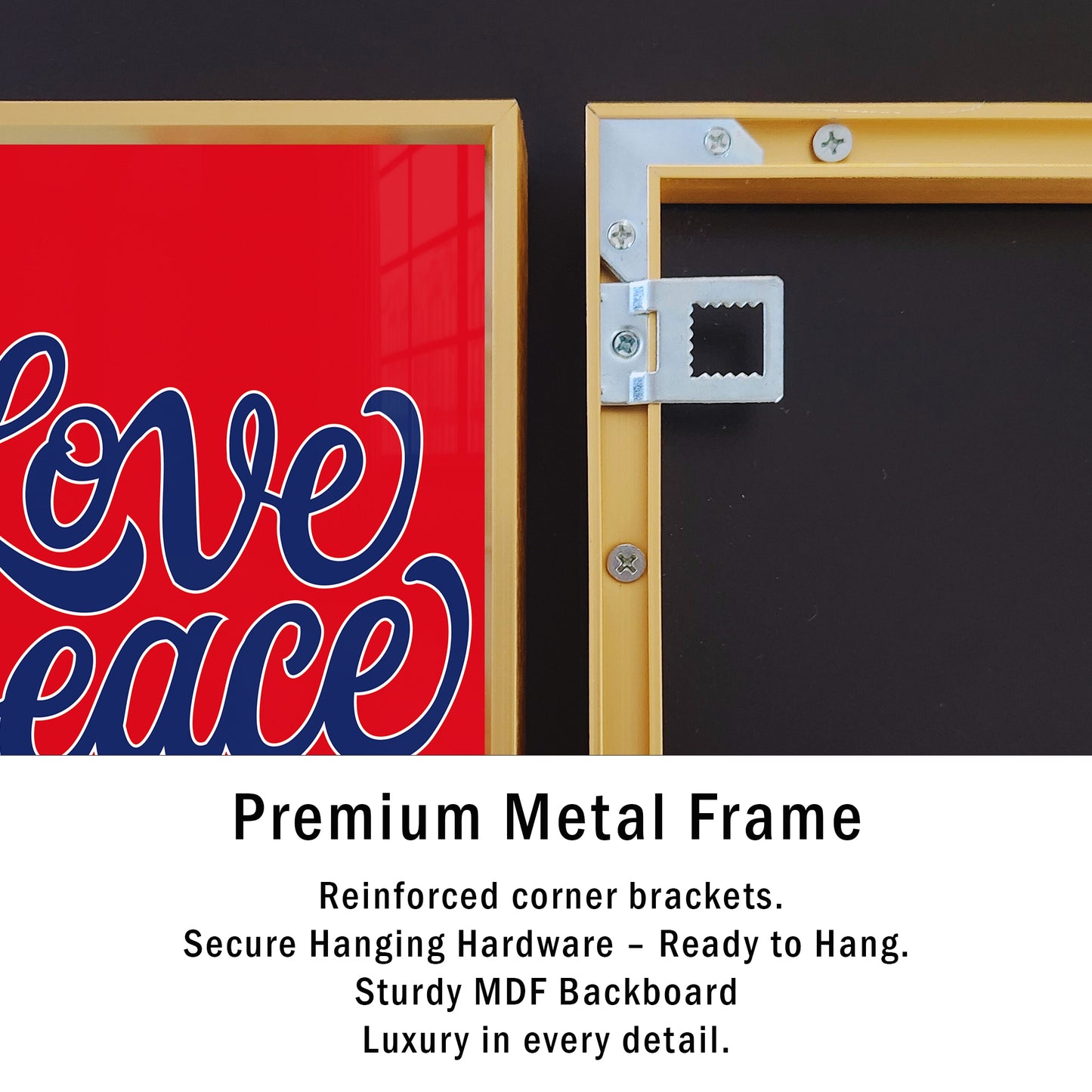 Love Peace Yoga - Luxury Framed Wall Art (Multiple Colors)