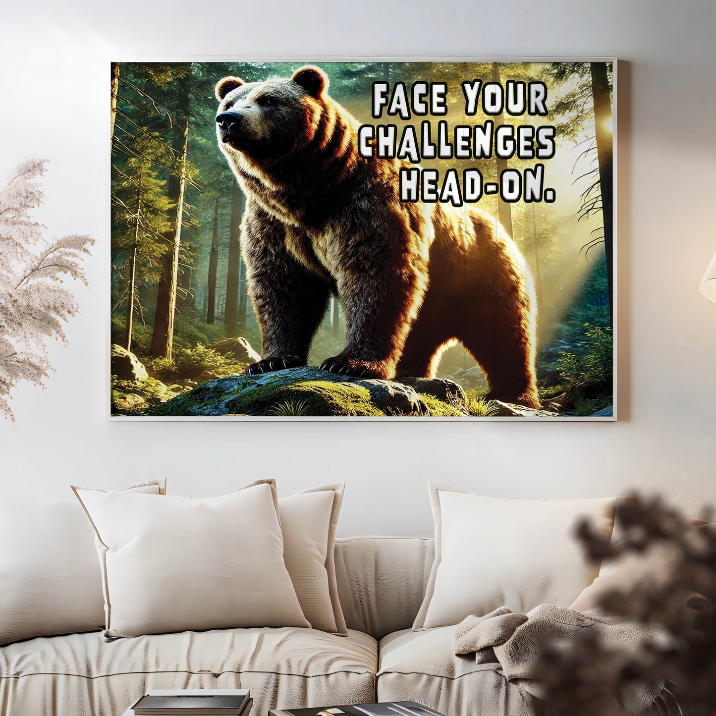 The Fearless Bear – Face Your Challenges Motivational Wall Art