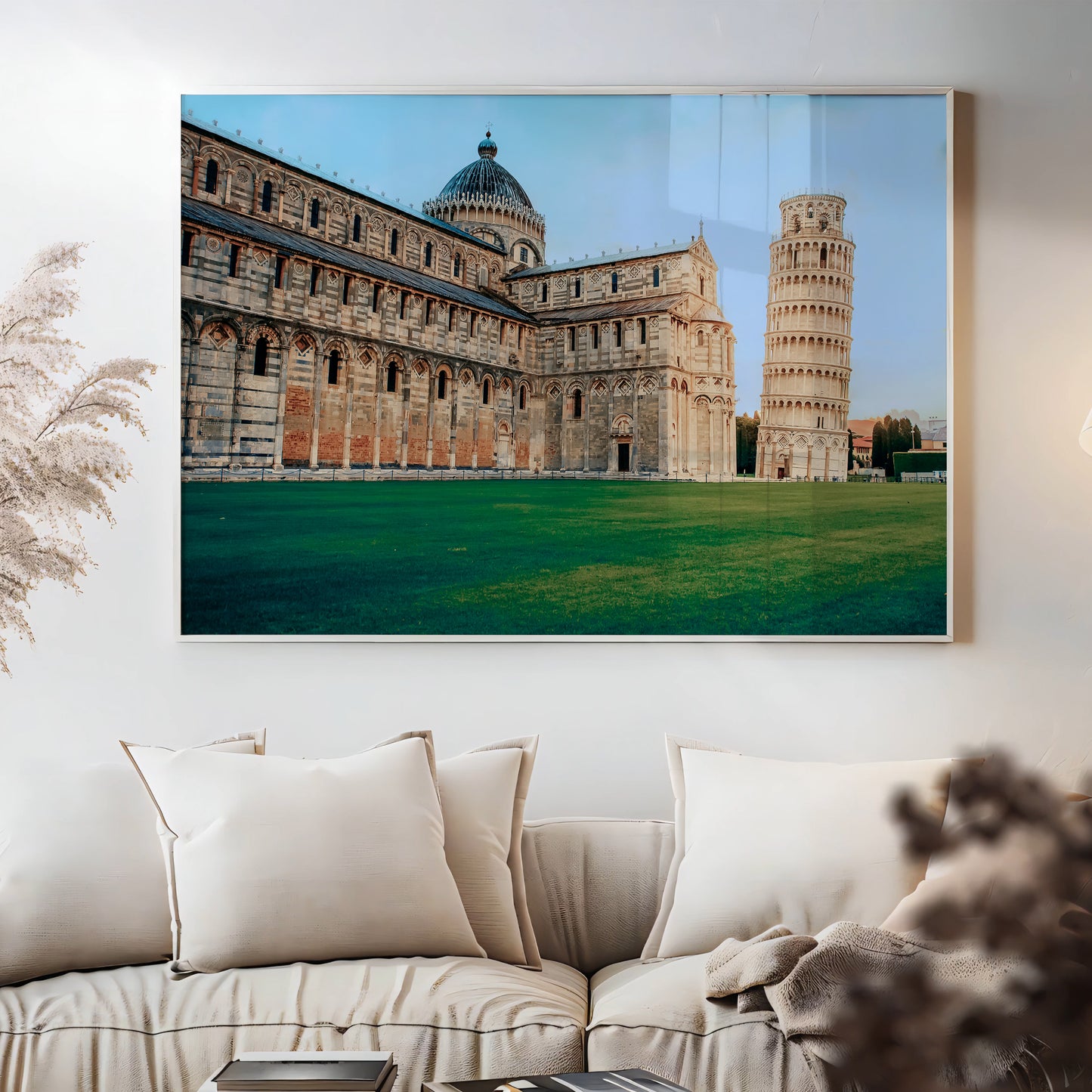 Leaning Tower of Pisa at Sunset – Iconic Italian Landmark | High-Gloss Glass Print