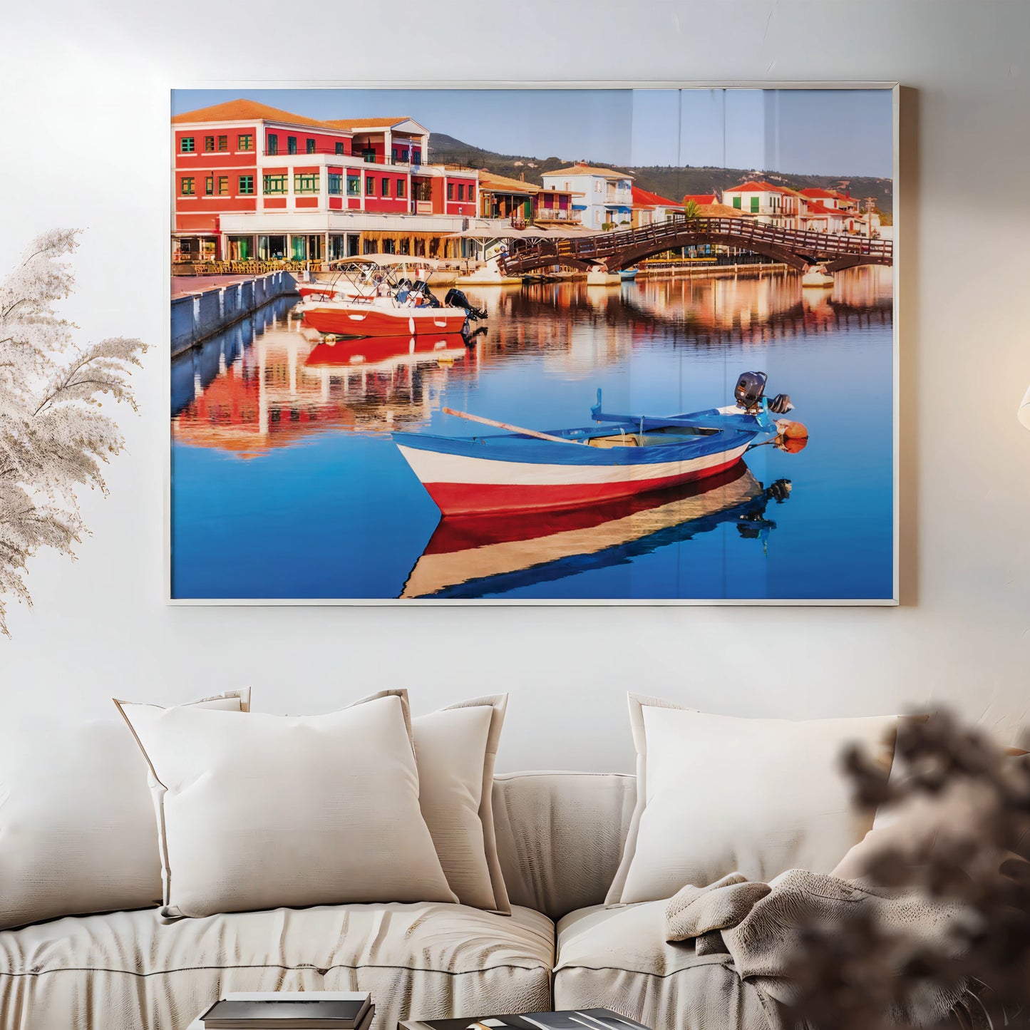 Lefkada Harbor β Greek Fishing Village Wall Art, Colorful Waterfront Scene