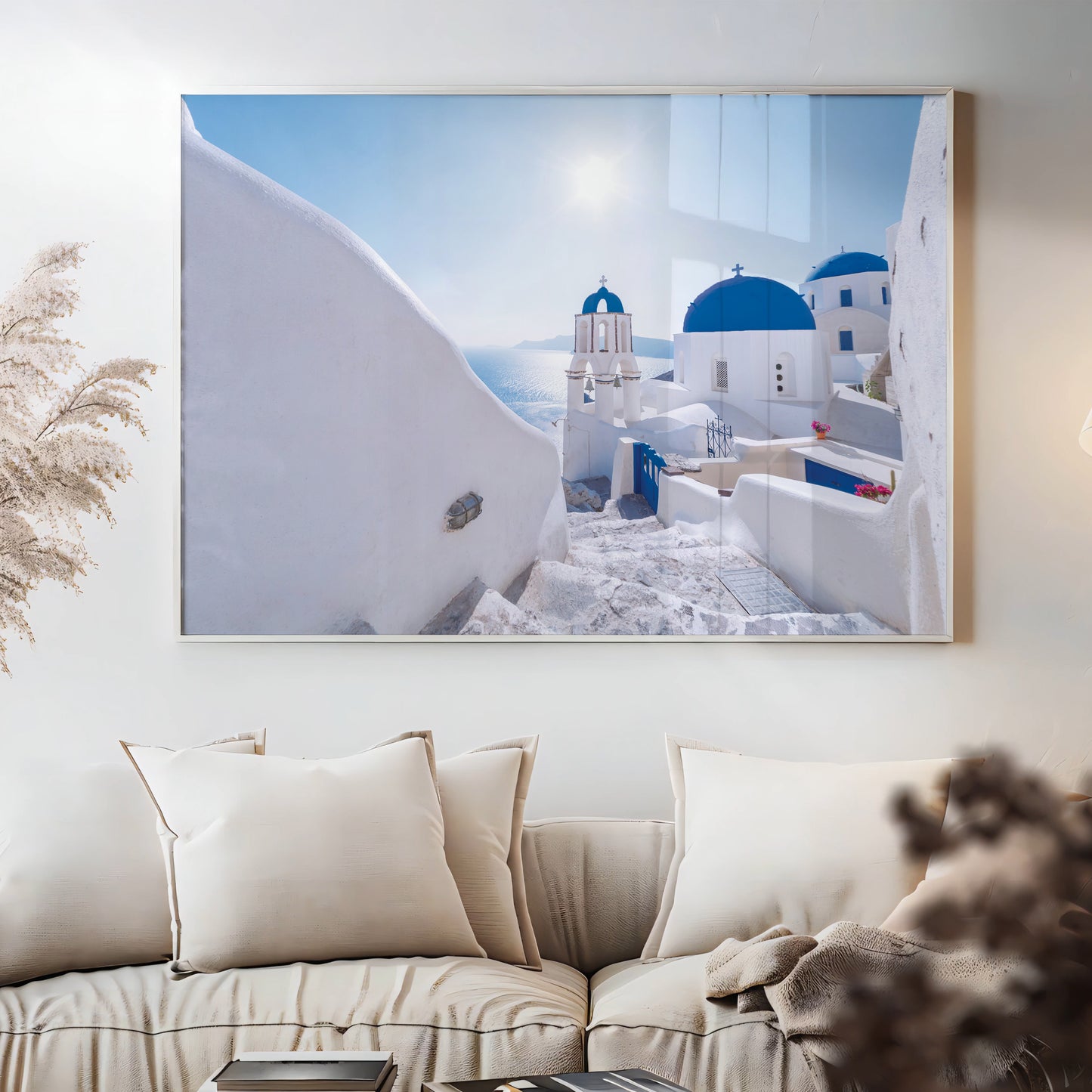 Oia Vista β Santorini Bell Tower Wall Art, Iconic Greek Architecture at Sunrise